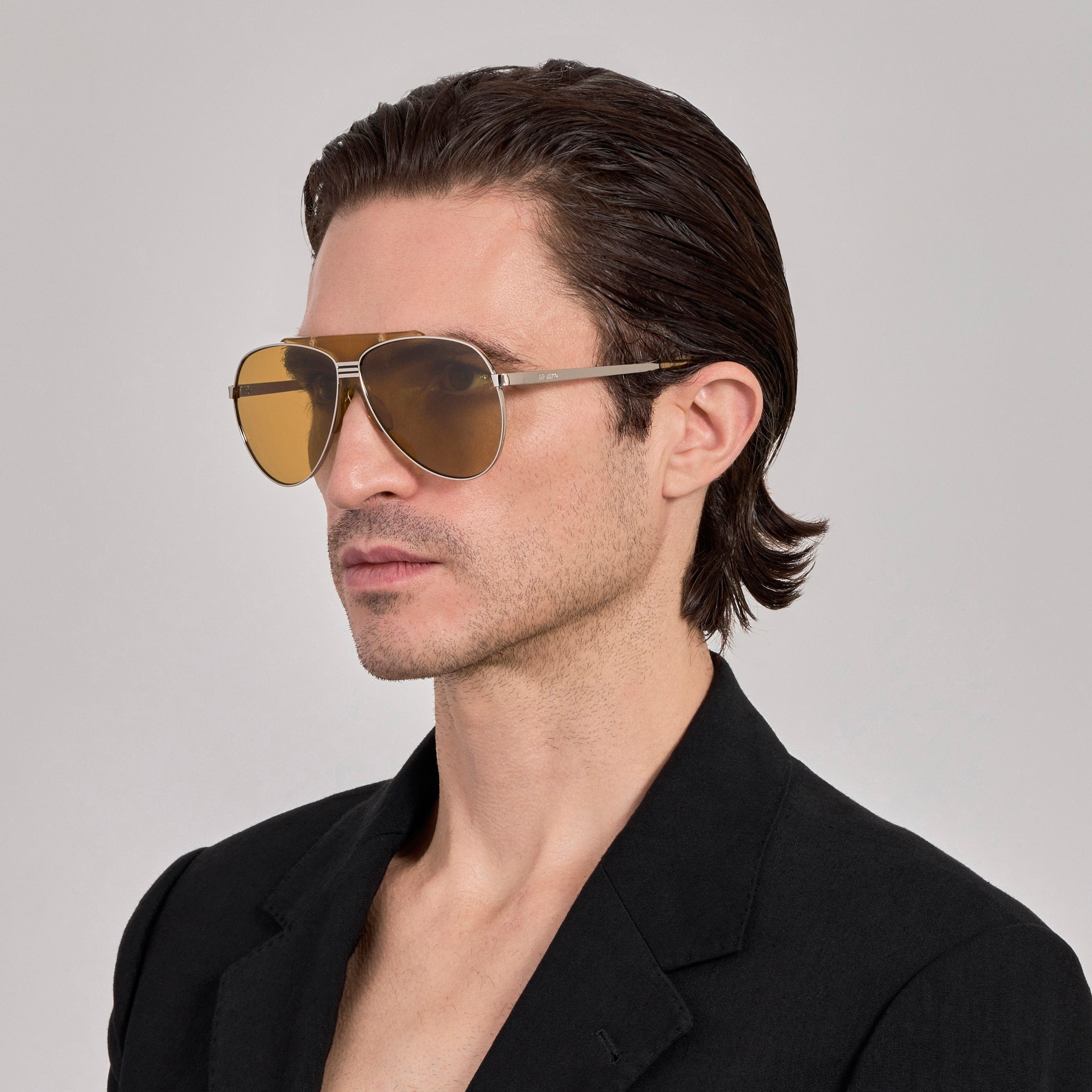 Amelia Sunglasses in Silver and Yellow - LINDA FARROW-Sunglasses-