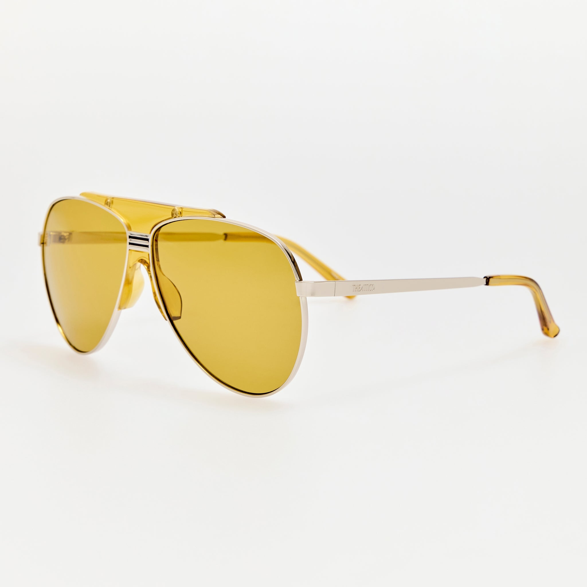 Amelia Sunglasses in Silver and Yellow - LINDA FARROW-Sunglasses-