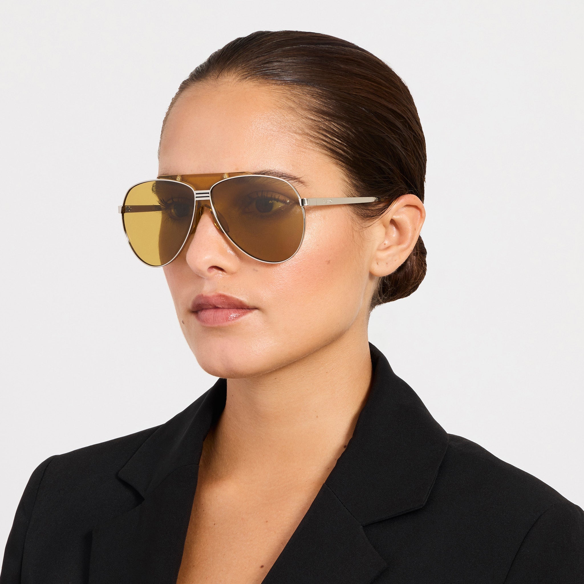 Amelia Sunglasses in Silver and Yellow - LINDA FARROW-Sunglasses-