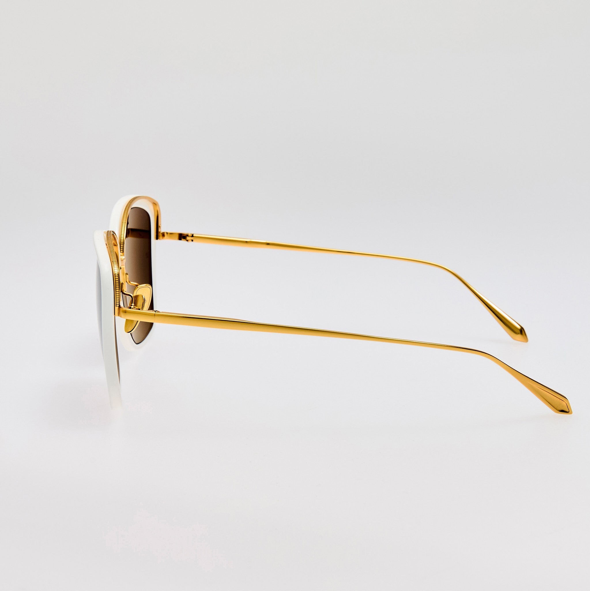 Anais Sunglasses in 22K White Gold and Grey - LINDA FARROW - Sunglasses - 