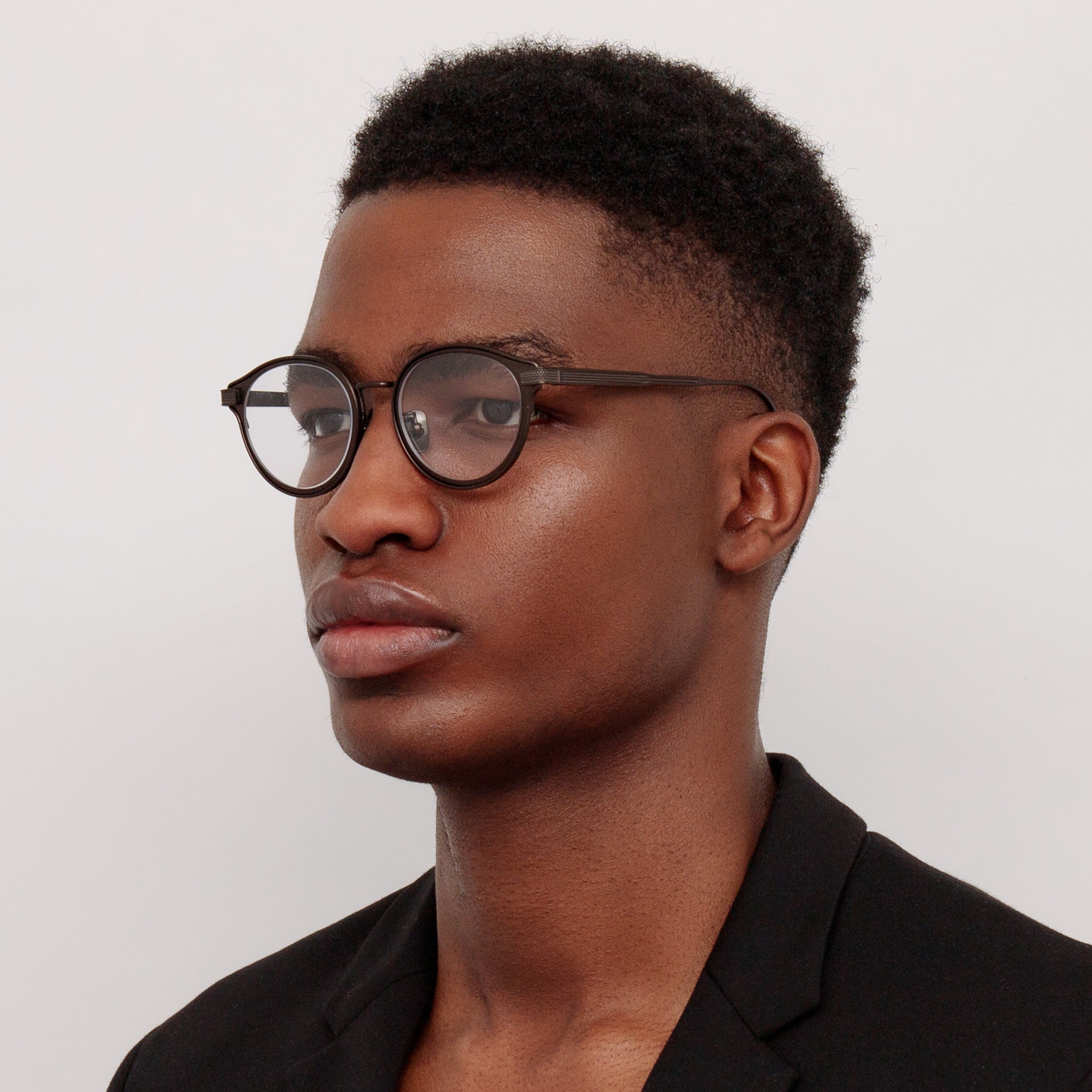 Anthony Oval Optical Frame in Matt Black Nickel - LINDA FARROW - Optical Frame - 