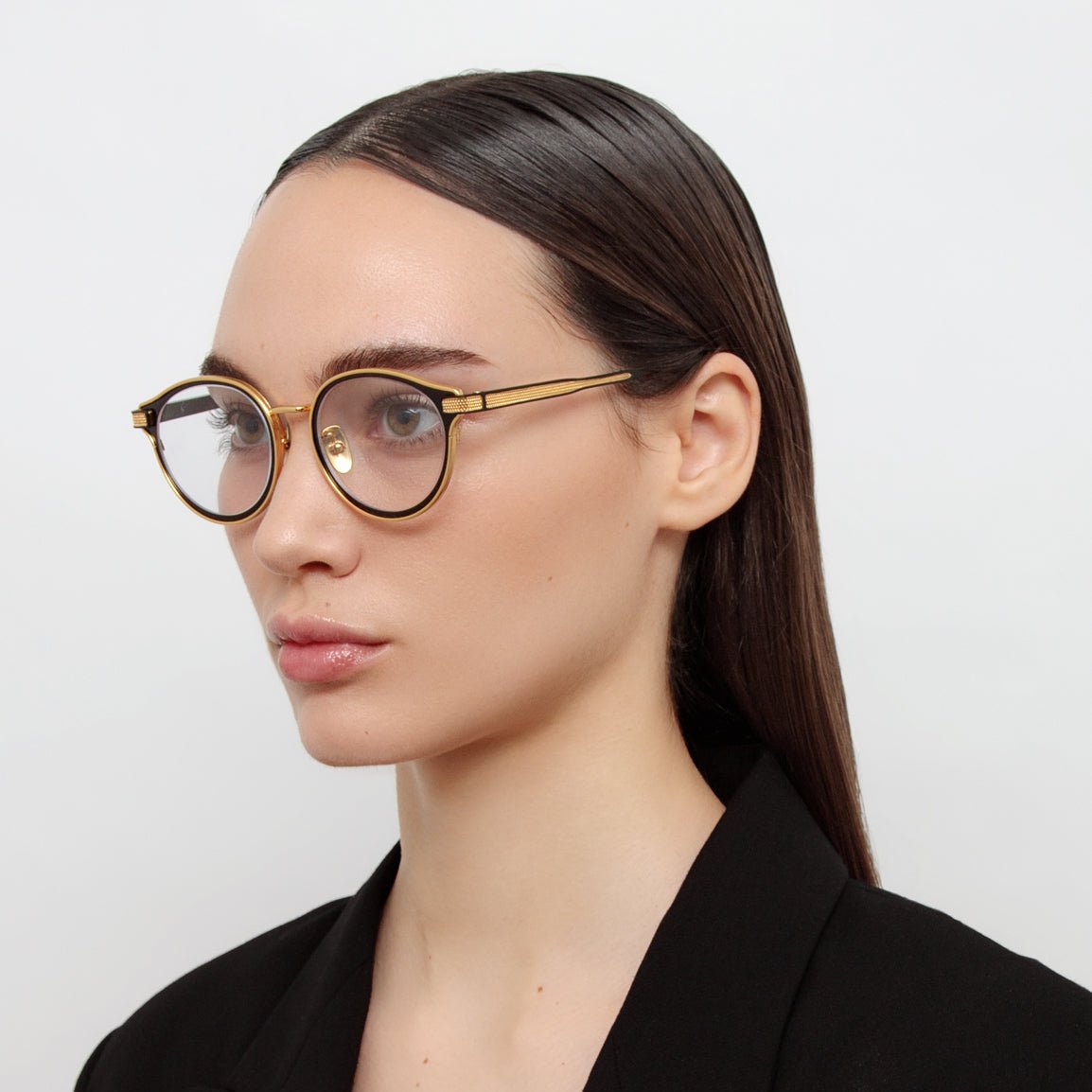Anthony Oval Optical Frame in Matt Nickel and 22K Yellow Gold - LINDA FARROW - Optical Frame - 