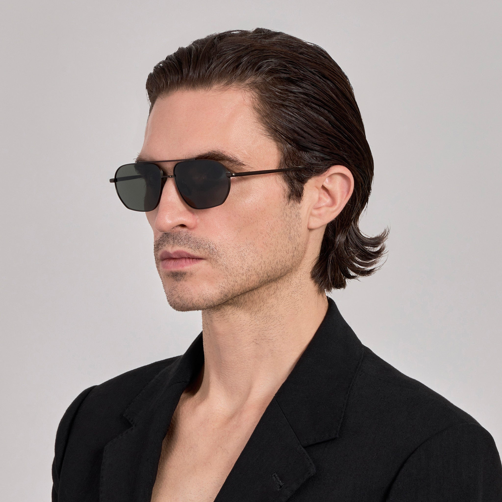Arden Sunglasses in Matt Black Nickel - LINDA FARROW - Sunglasses - 