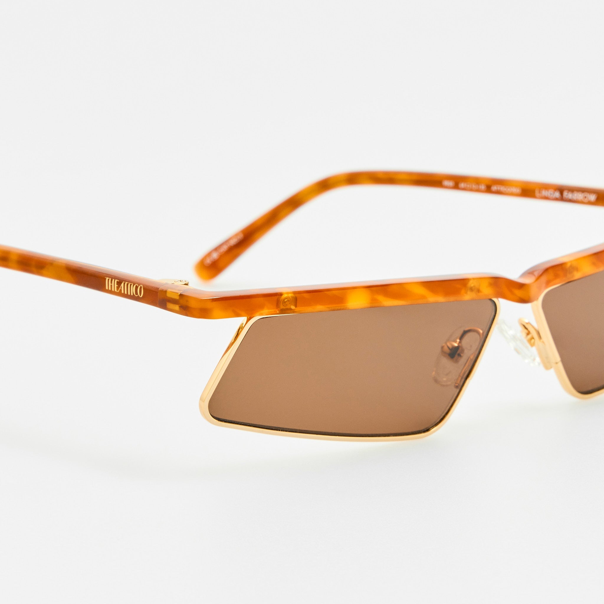 Aria Cat Eye Sunglasses in Yellow Gold and Brown - LINDA FARROW-Sunglasses-