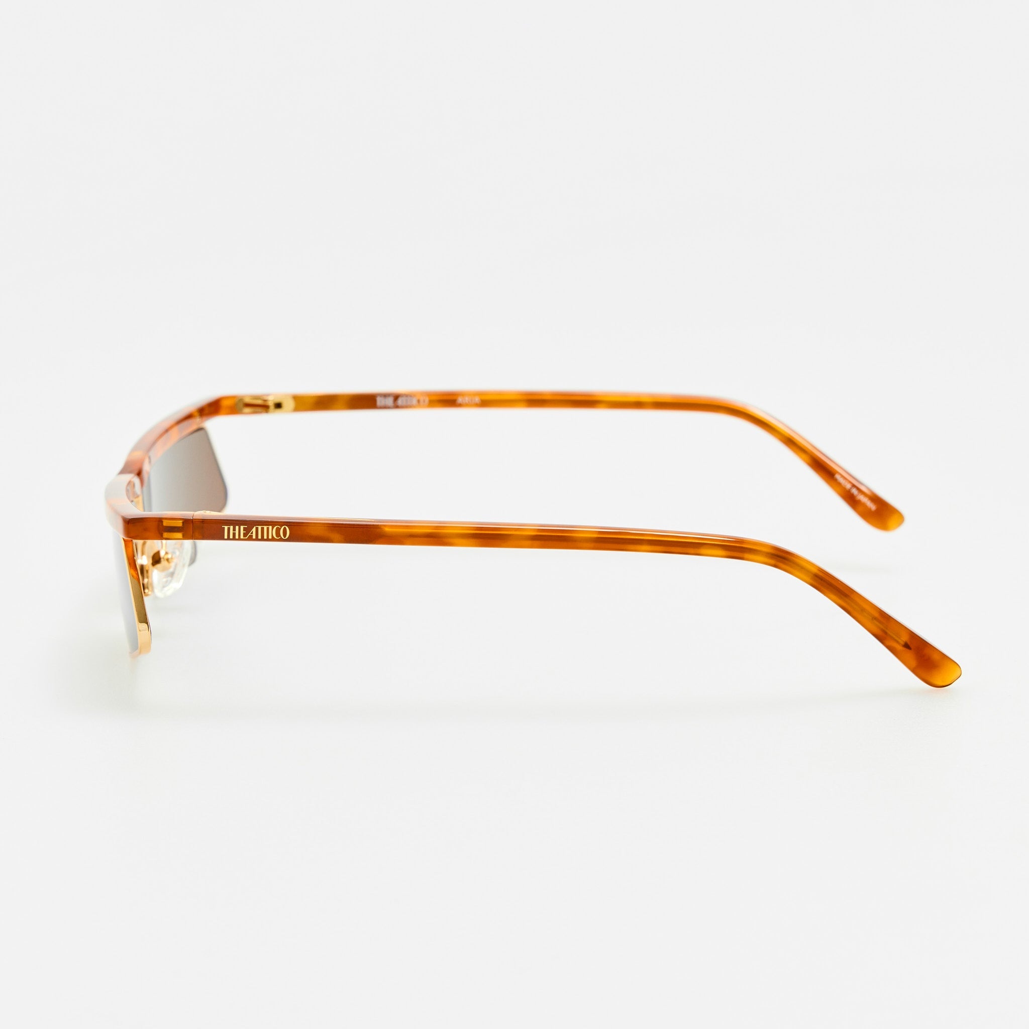 Aria Cat Eye Sunglasses in Yellow Gold and Brown - LINDA FARROW-Sunglasses-
