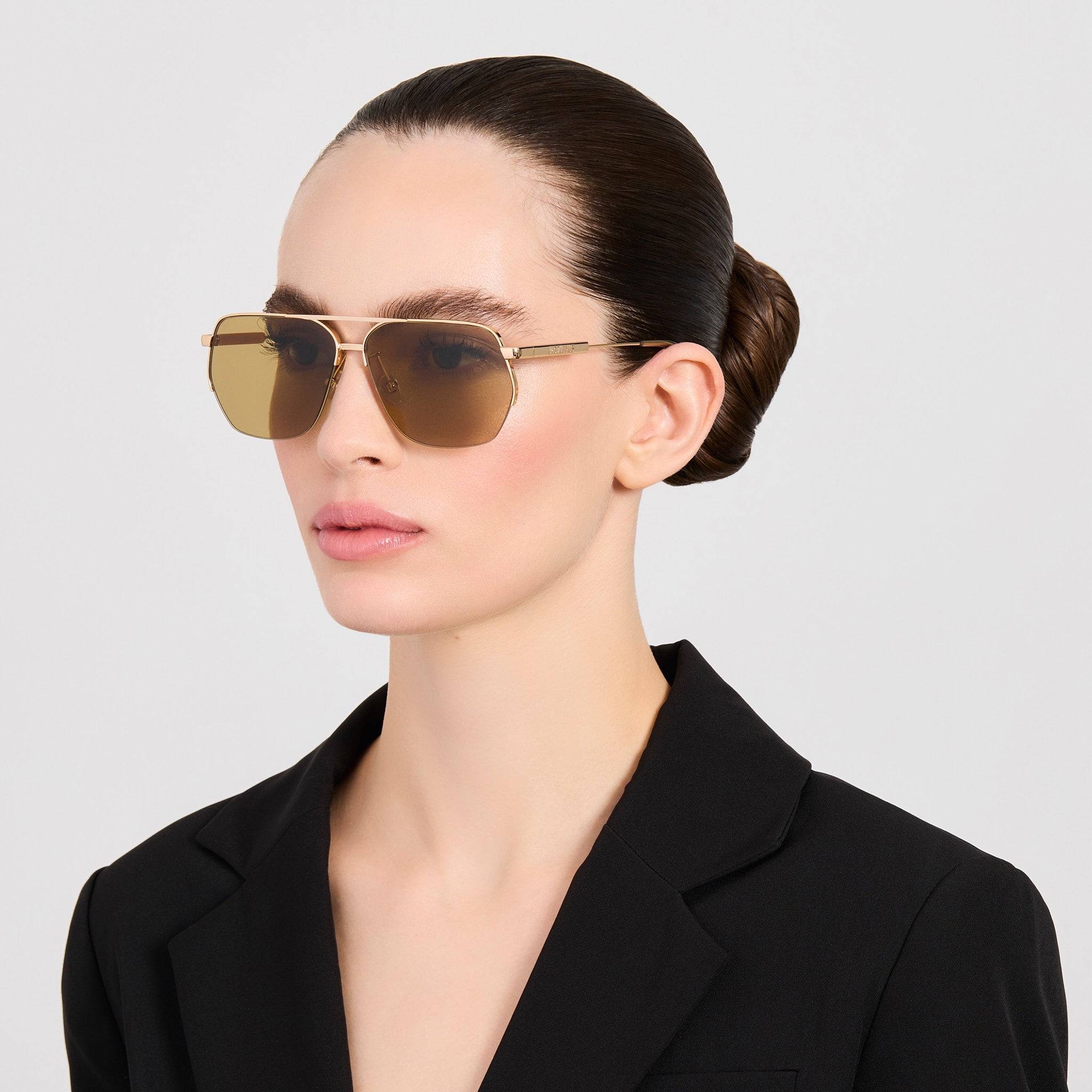 Aviador Sunglasses in Light Gold and Khaki - LINDA FARROW-Sunglasses-