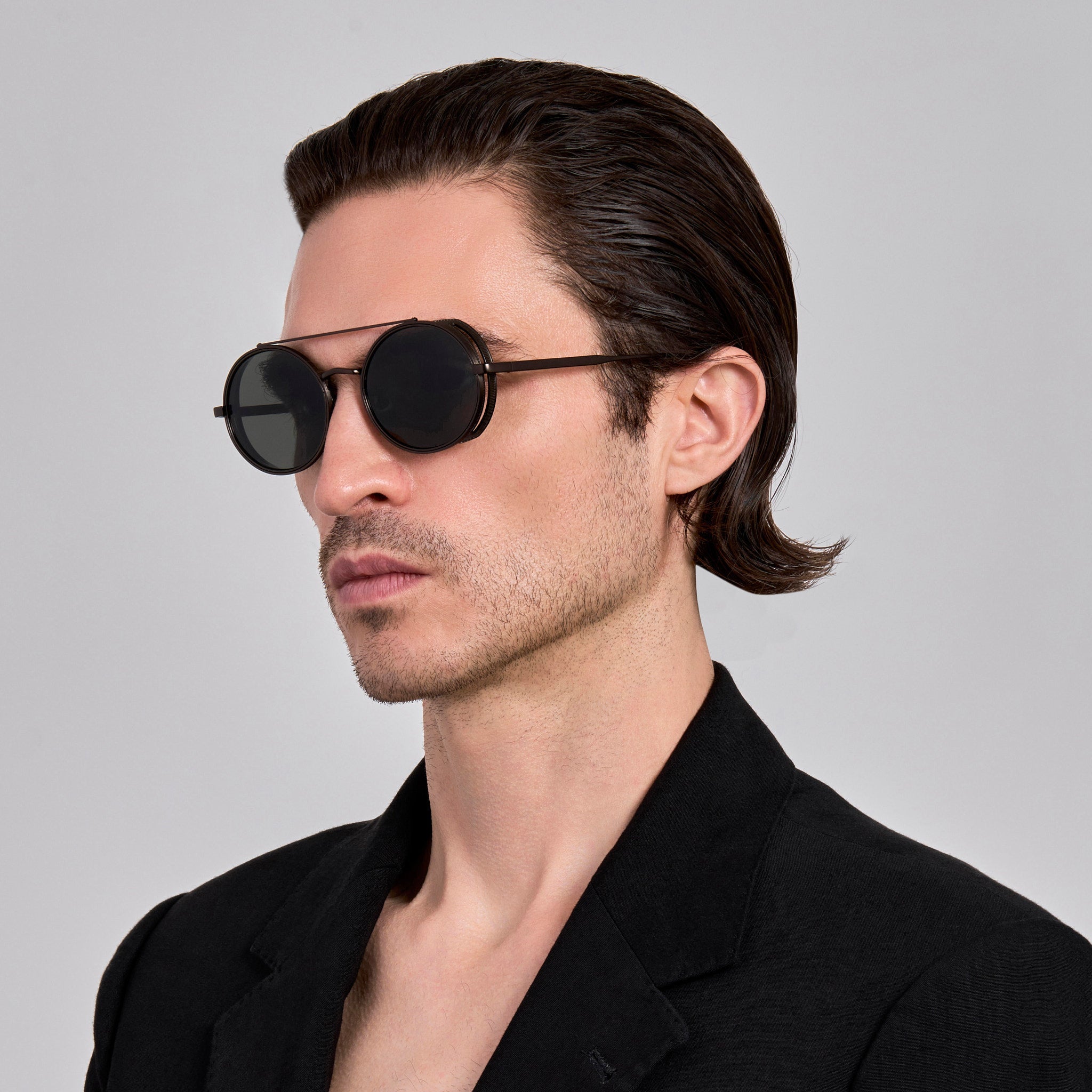 Baret Explorer Sunglasses in Matt Black Nickel - LINDA FARROW - Sunglasses - 