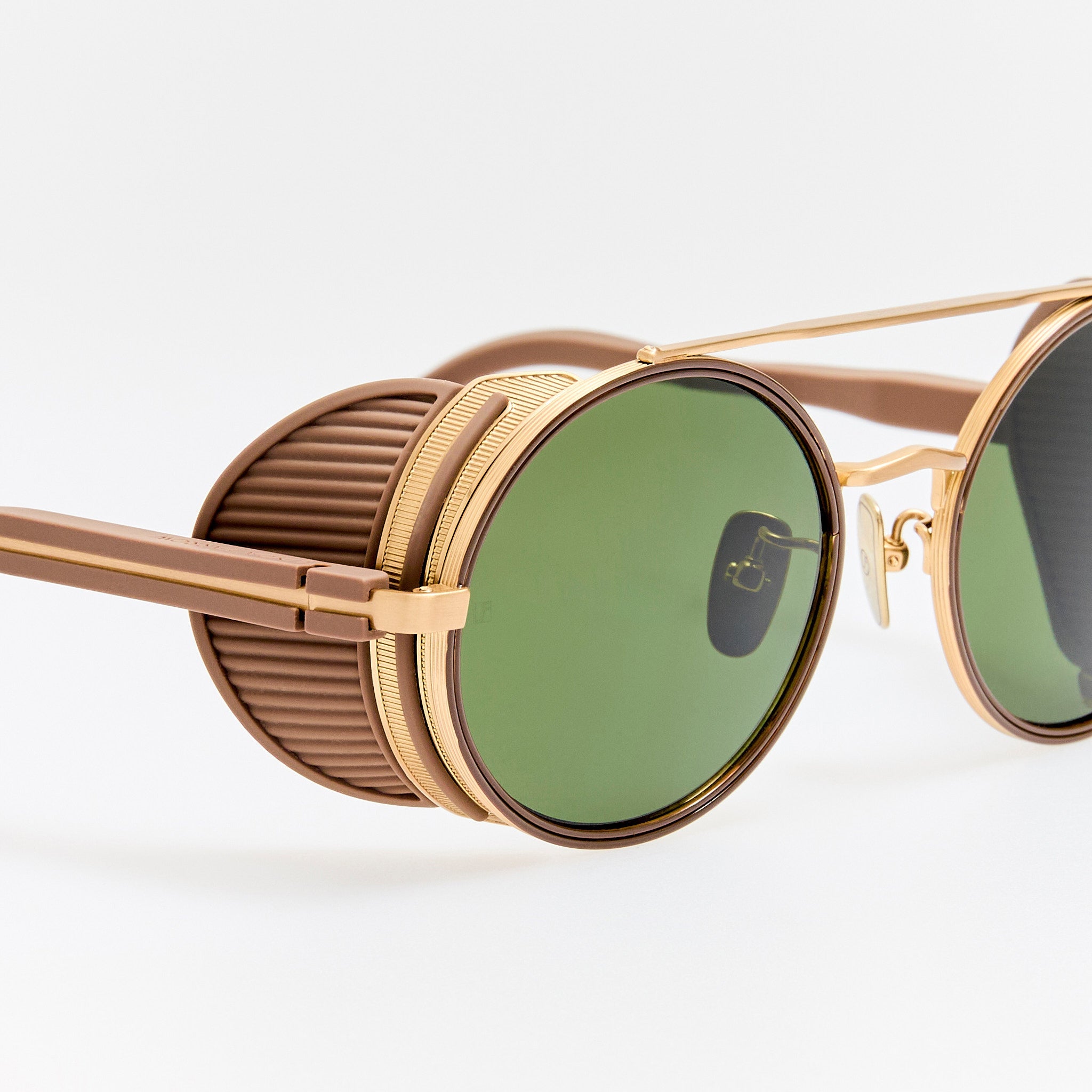 Baret Explorer Sunglasses in Matt Champagne and Green - LINDA FARROW - Sunglasses - 