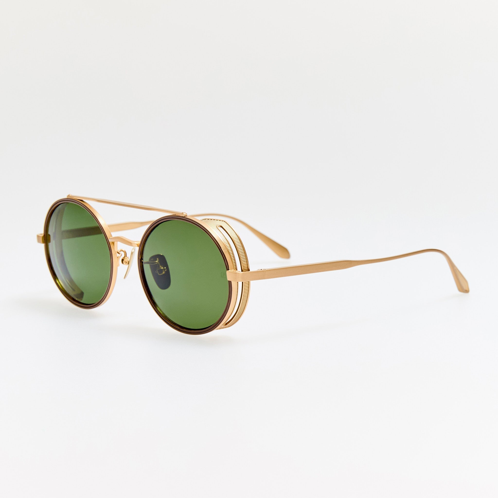 Baret Explorer Sunglasses in Matt Champagne and Green - LINDA FARROW - Sunglasses - 