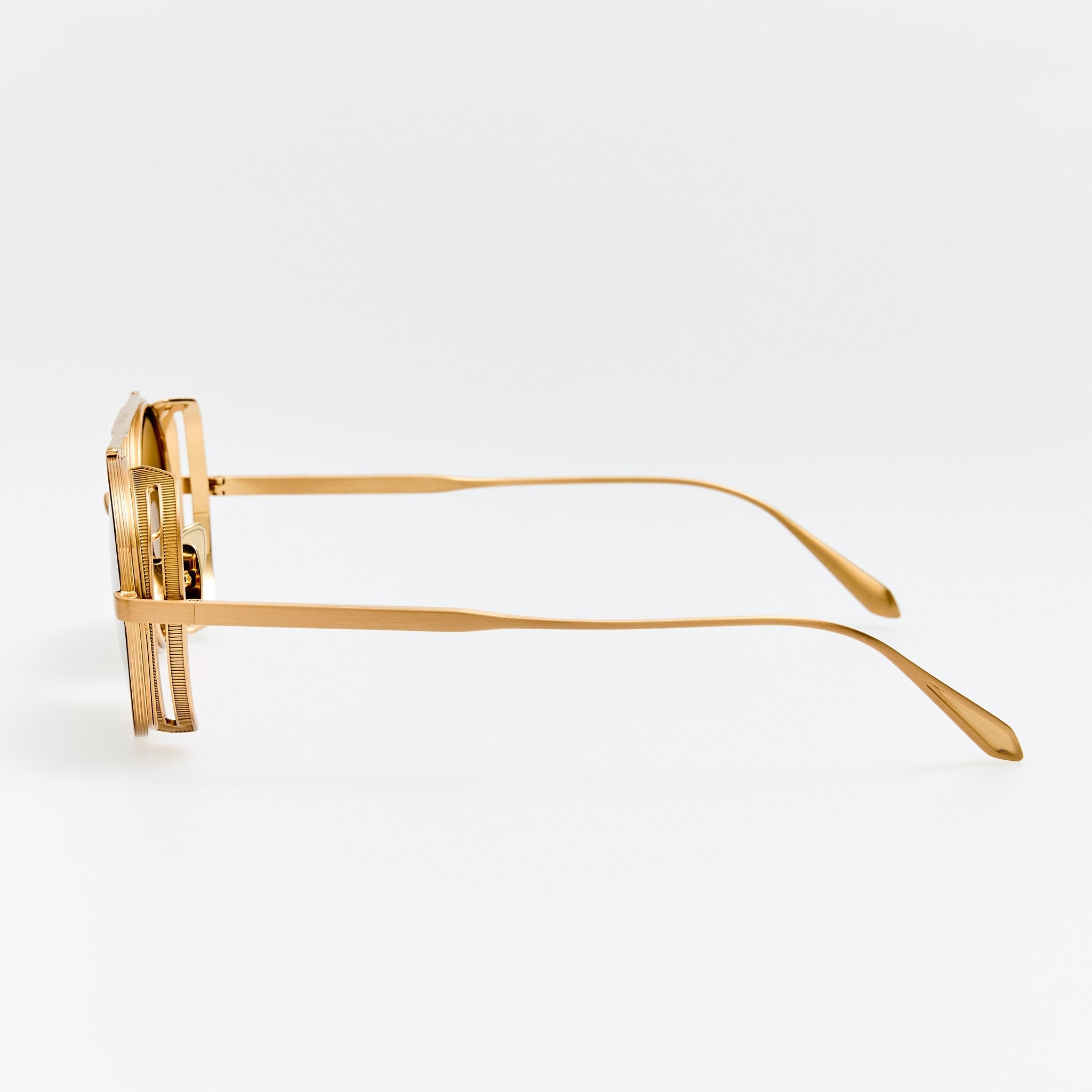Baret Explorer Sunglasses in Matt Champagne and Green - LINDA FARROW - Sunglasses - 