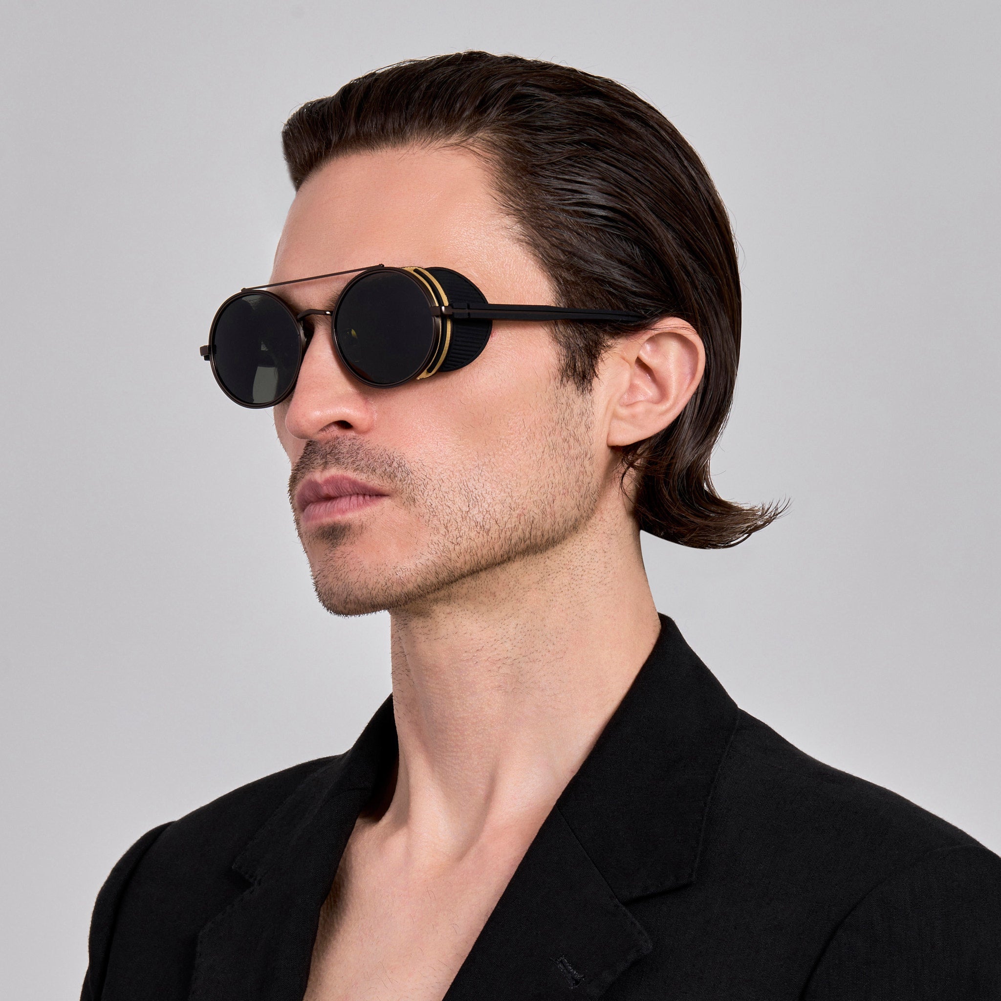 Baret Explorer Sunglasses in Matt Nickel and 22K Gold - LINDA FARROW - Sunglasses - 