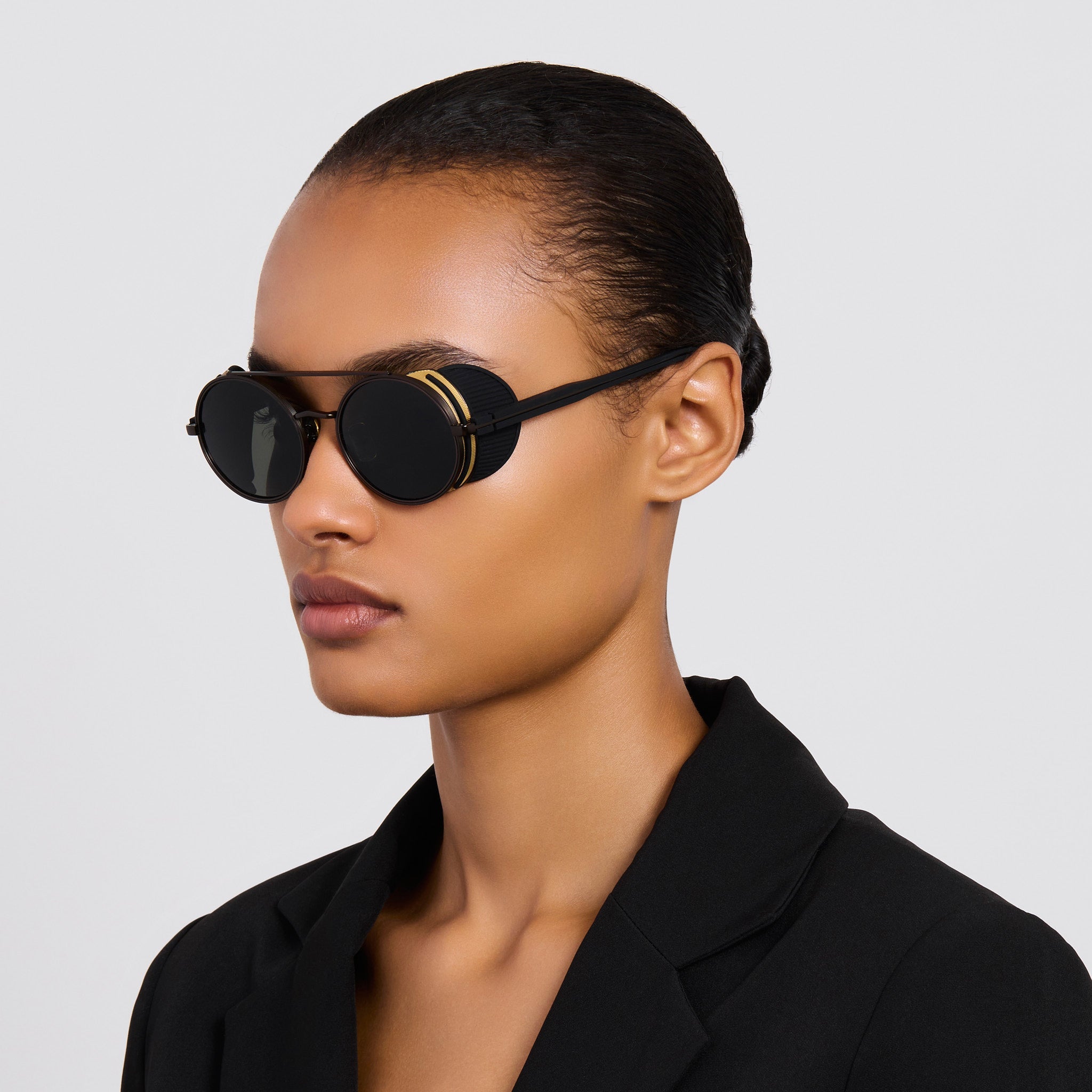 Baret Explorer Sunglasses in Matt Nickel and 22K Gold - LINDA FARROW - Sunglasses - 