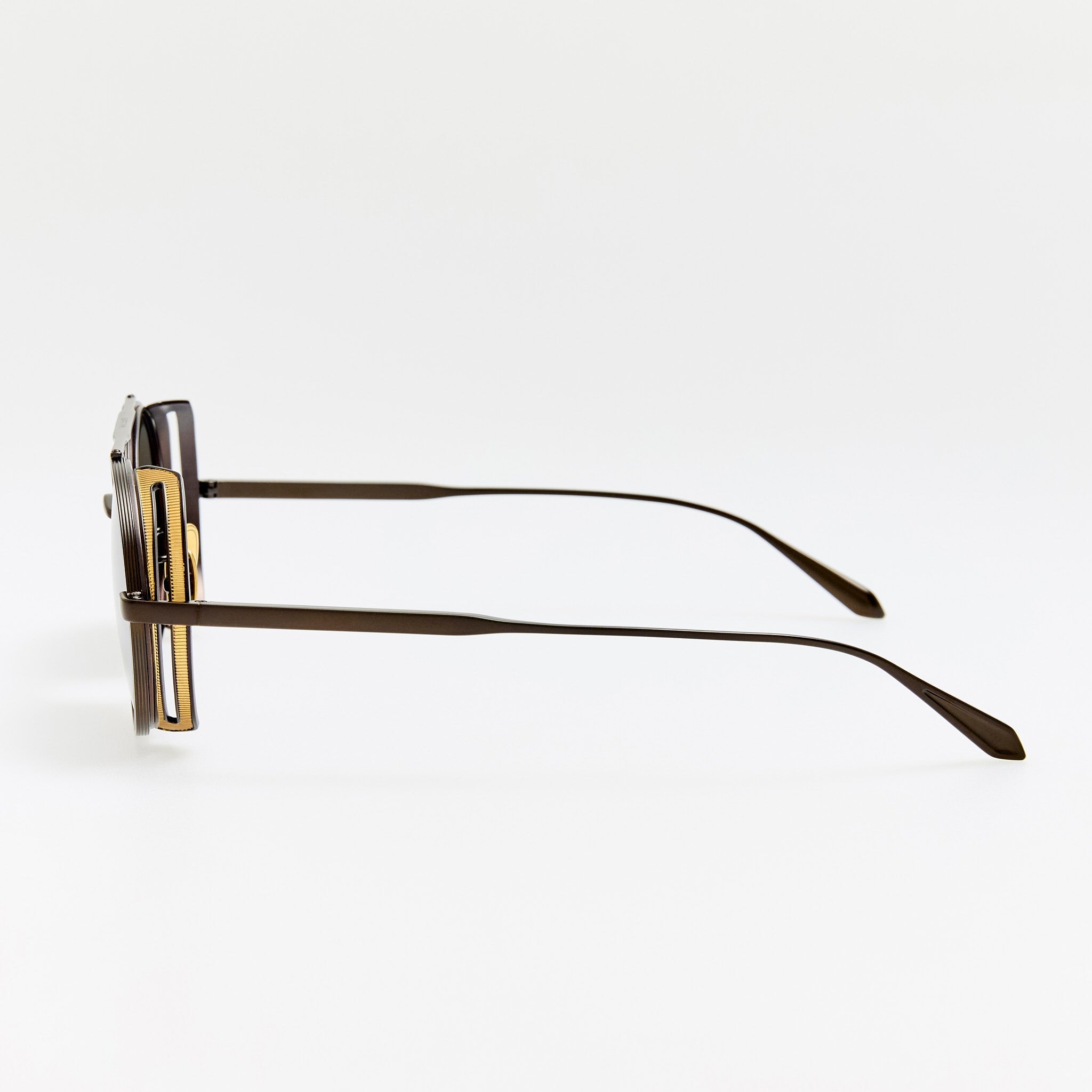 Baret Explorer Sunglasses in Matt Nickel and 22K Gold - LINDA FARROW - Sunglasses - 