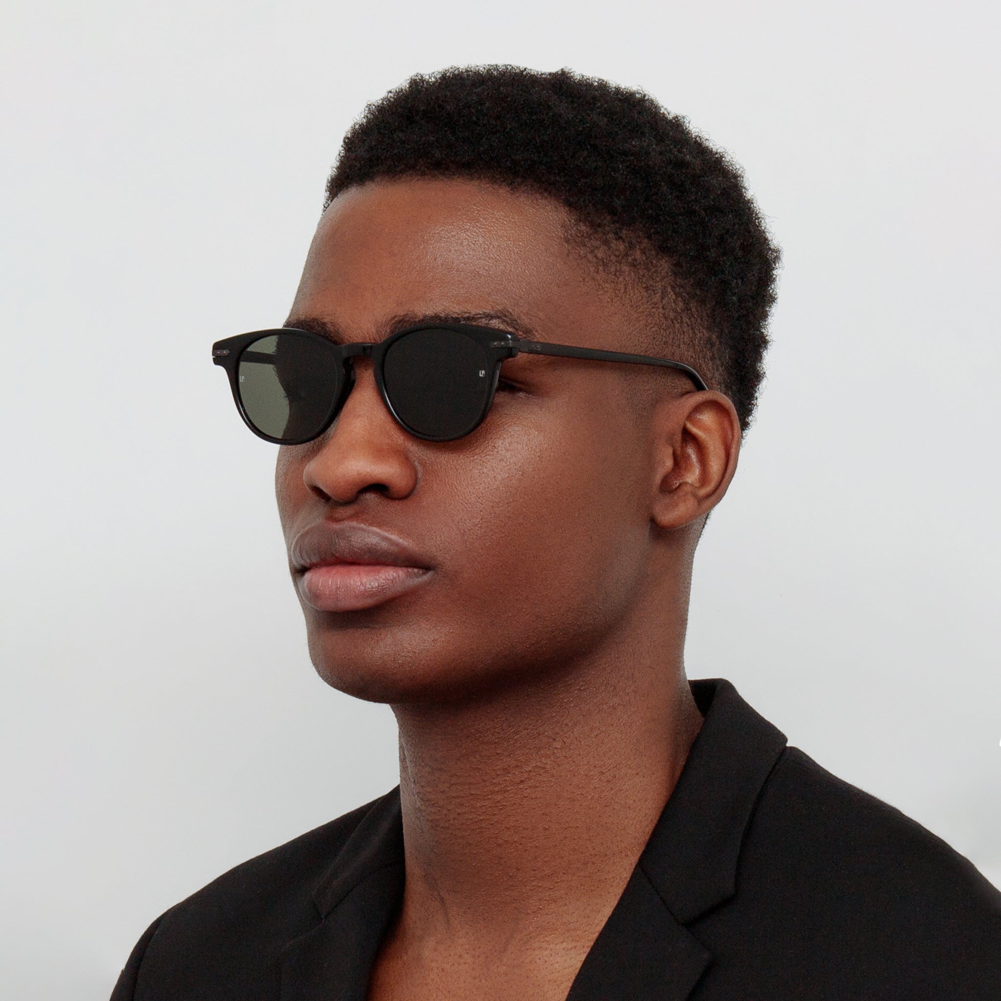 Bay Sunglasses in Black and Matt Nickel - LINDA FARROW - Sunglasses - 