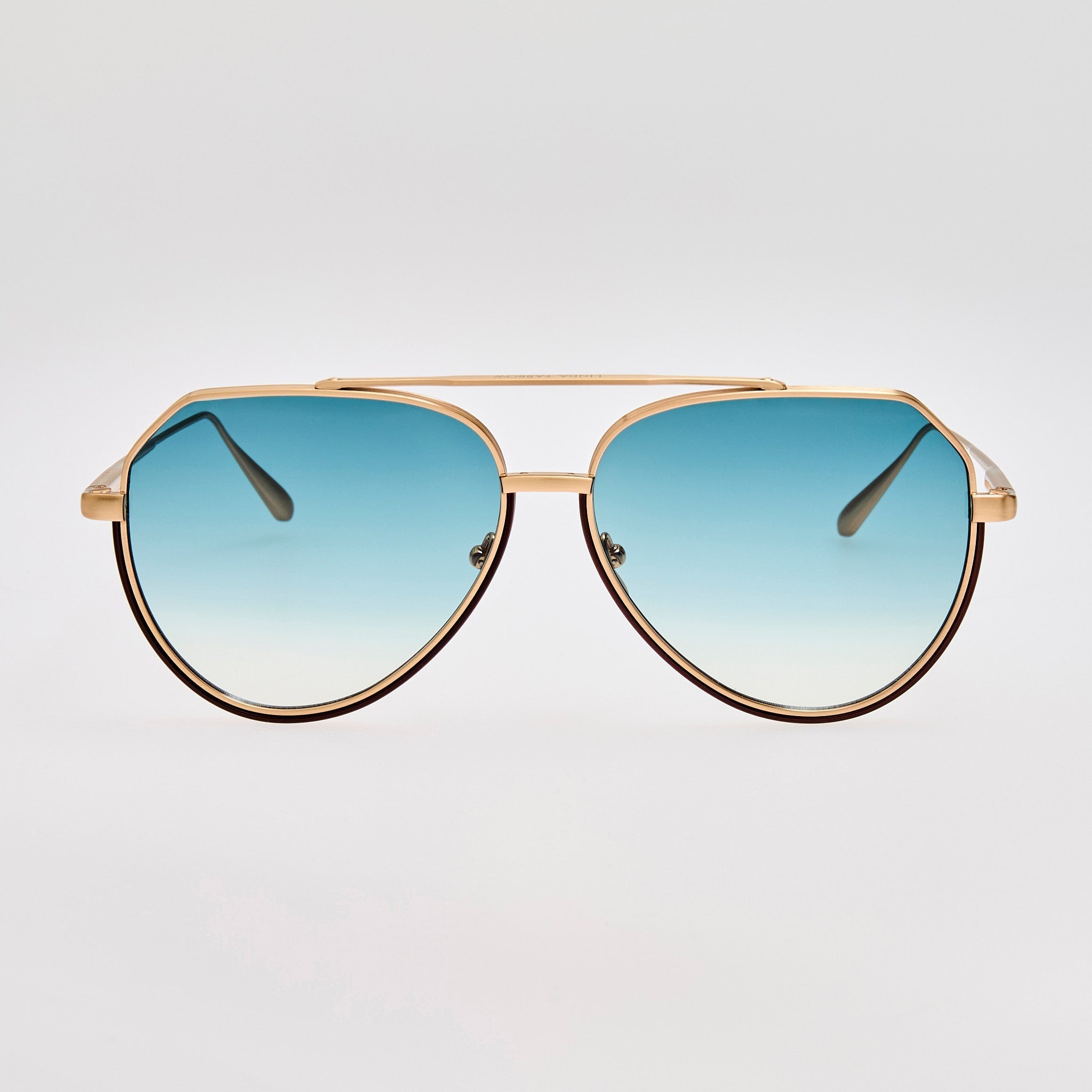 Bayer Sunglasses in 22K Gold and Aqua - LINDA FARROW - Sunglasses - 