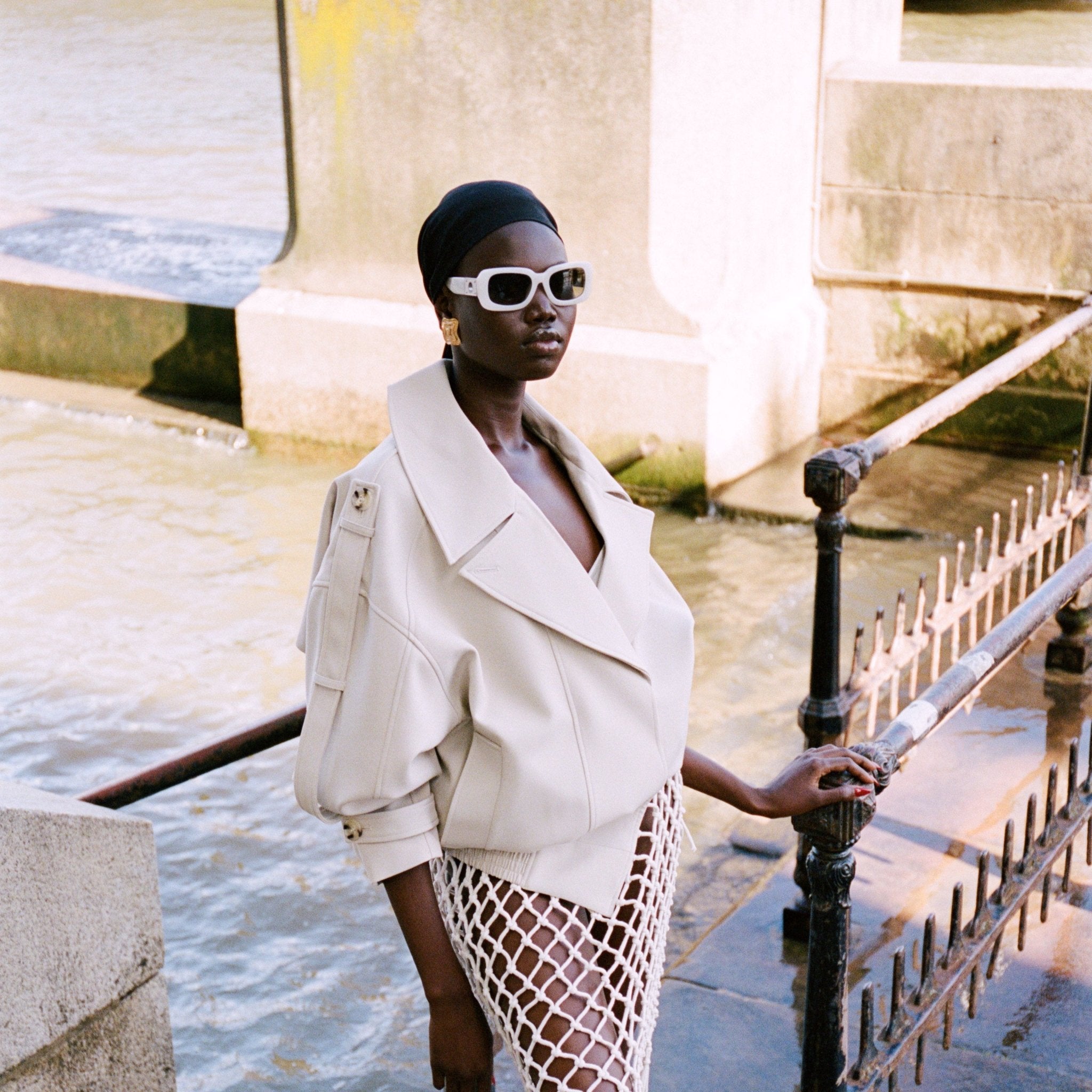 Belle Sunglasses in Cream - LINDA FARROW-Sunglasses-