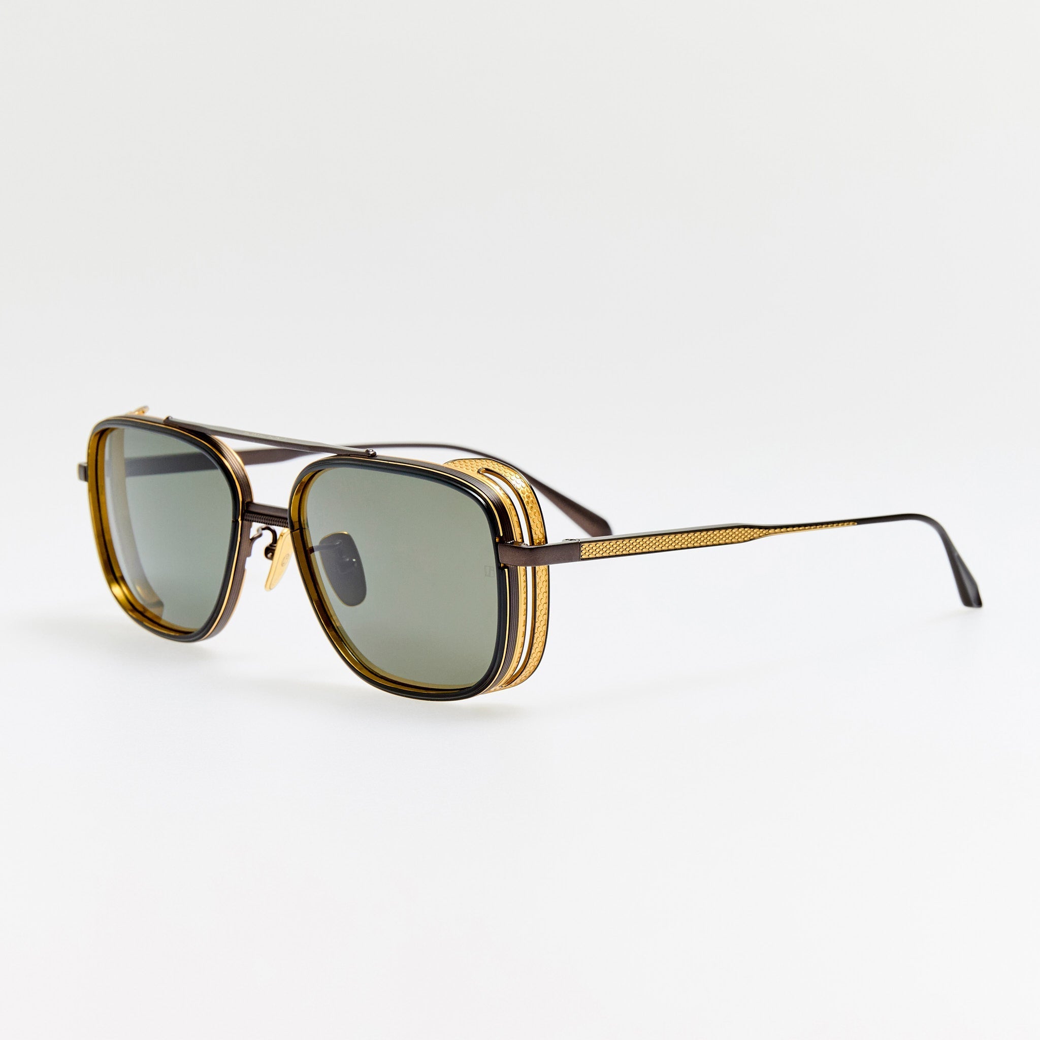 Boyd Explorer Sunglasses in Matt Nickel and 22K Gold - LINDA FARROW - Sunglasses - 