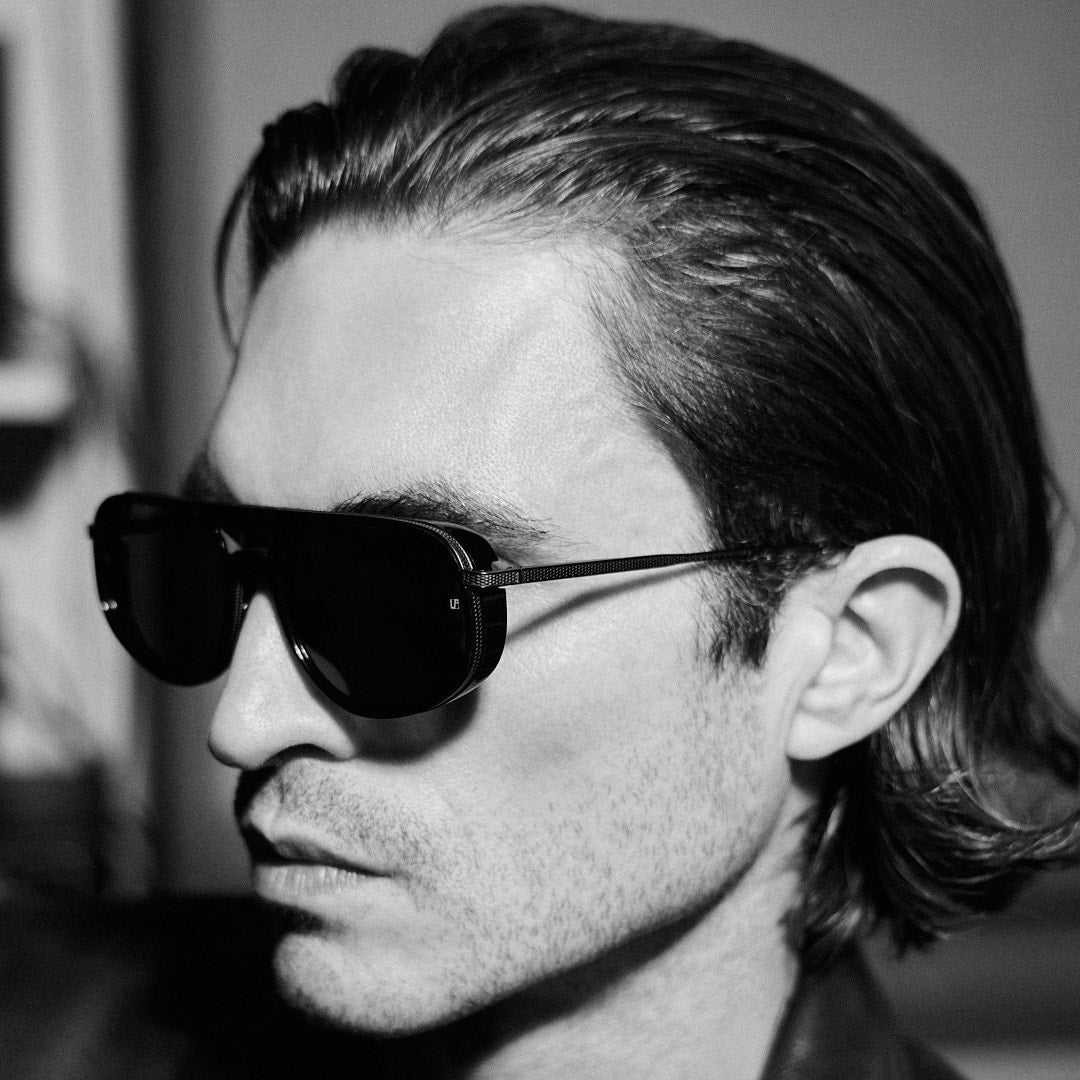 Calder Sunglasses in Matt Black Nickel - LINDA FARROW-Sunglasses-