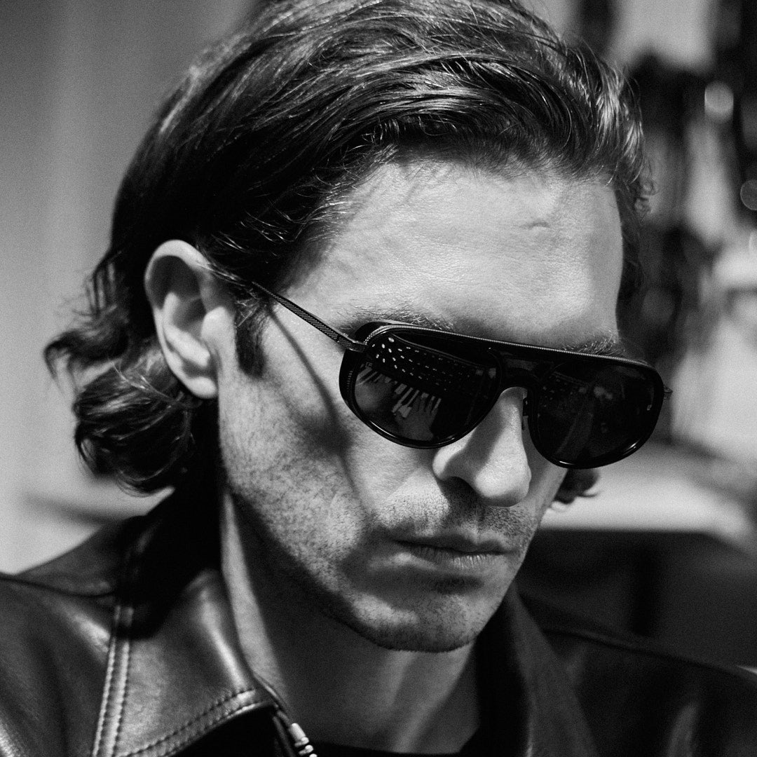 Calder Sunglasses in Matt Black Nickel - LINDA FARROW-Sunglasses-