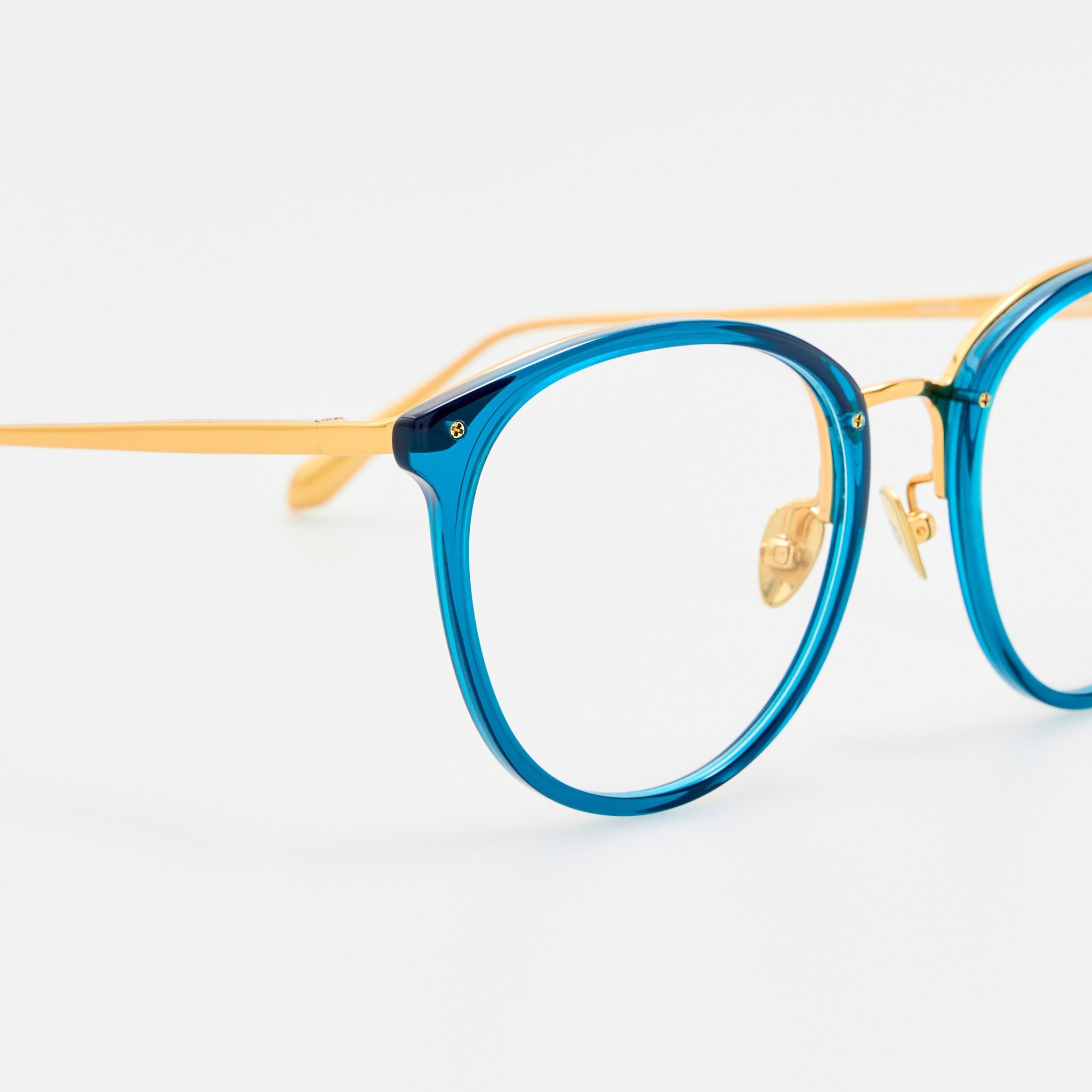 Calthorpe Optical Frame in 22K Gold and Aqua - LINDA FARROW-Optical Frame-