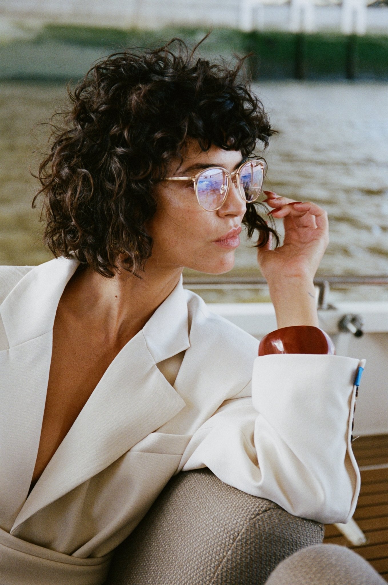 Calthorpe Optical in Matt Champagne and Honey - LINDA FARROW-Optical Frame-