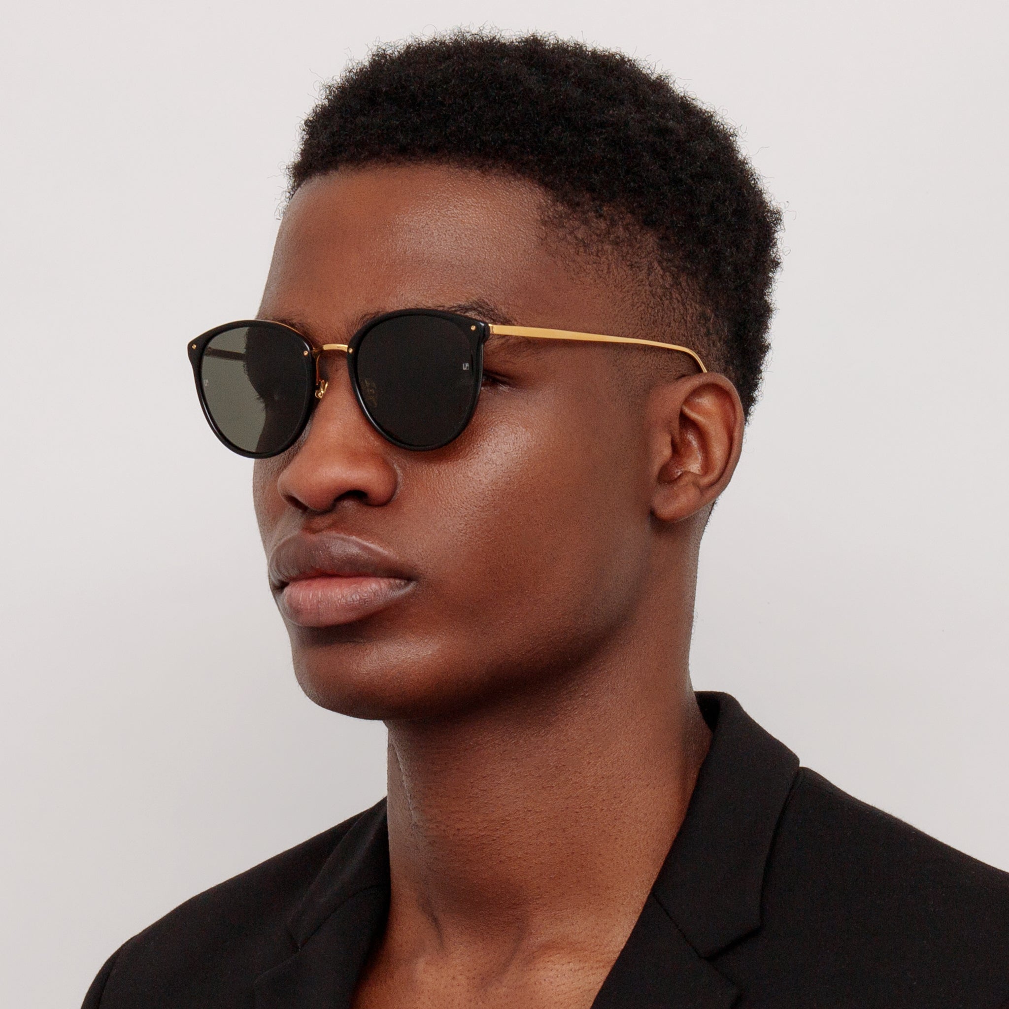 Calthorpe Sunglasses in 22K Gold and Black - LINDA FARROW - Sunglasses - 