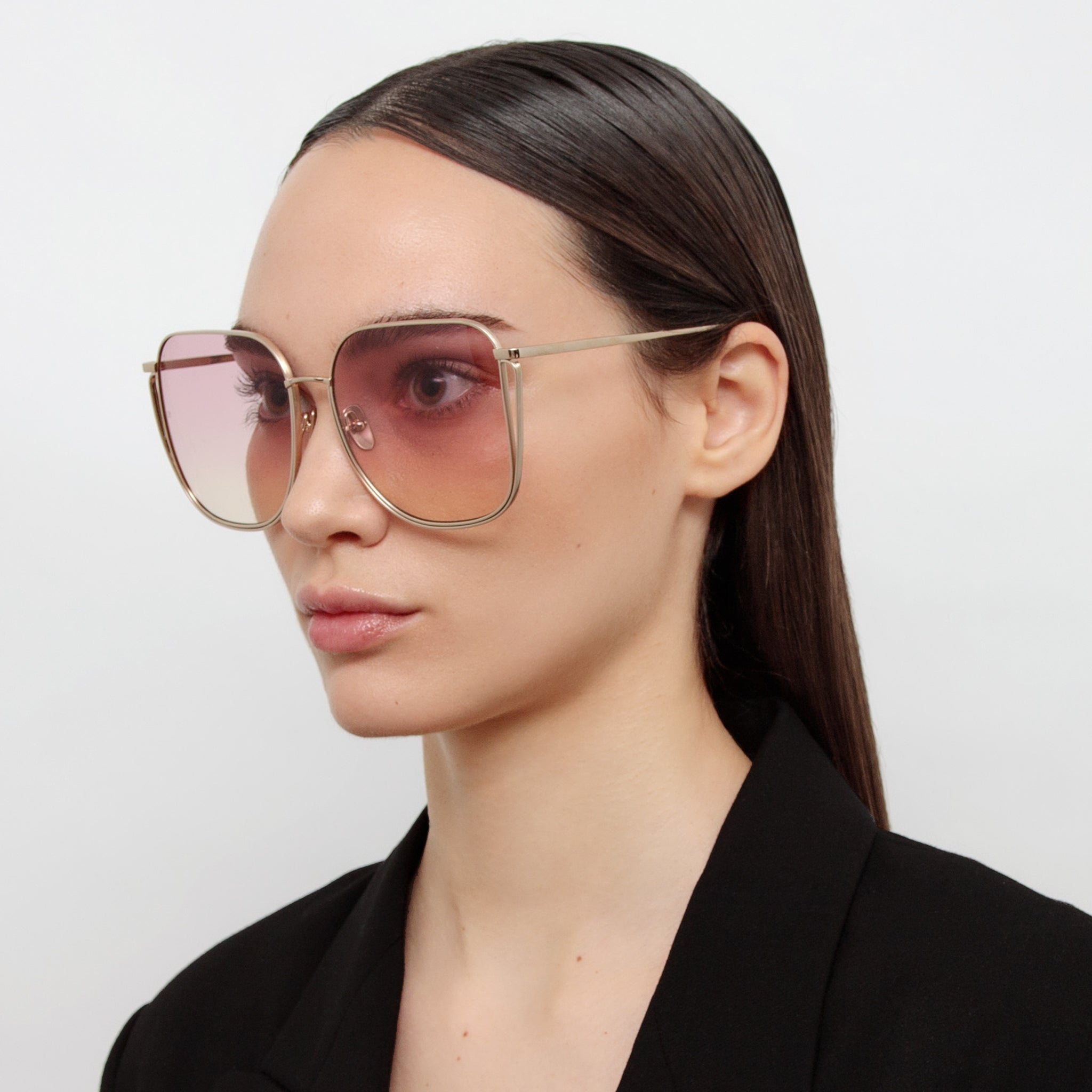 Camry Sunglasses in 22K Gold and Lilac - LINDA FARROW - Sunglasses - 