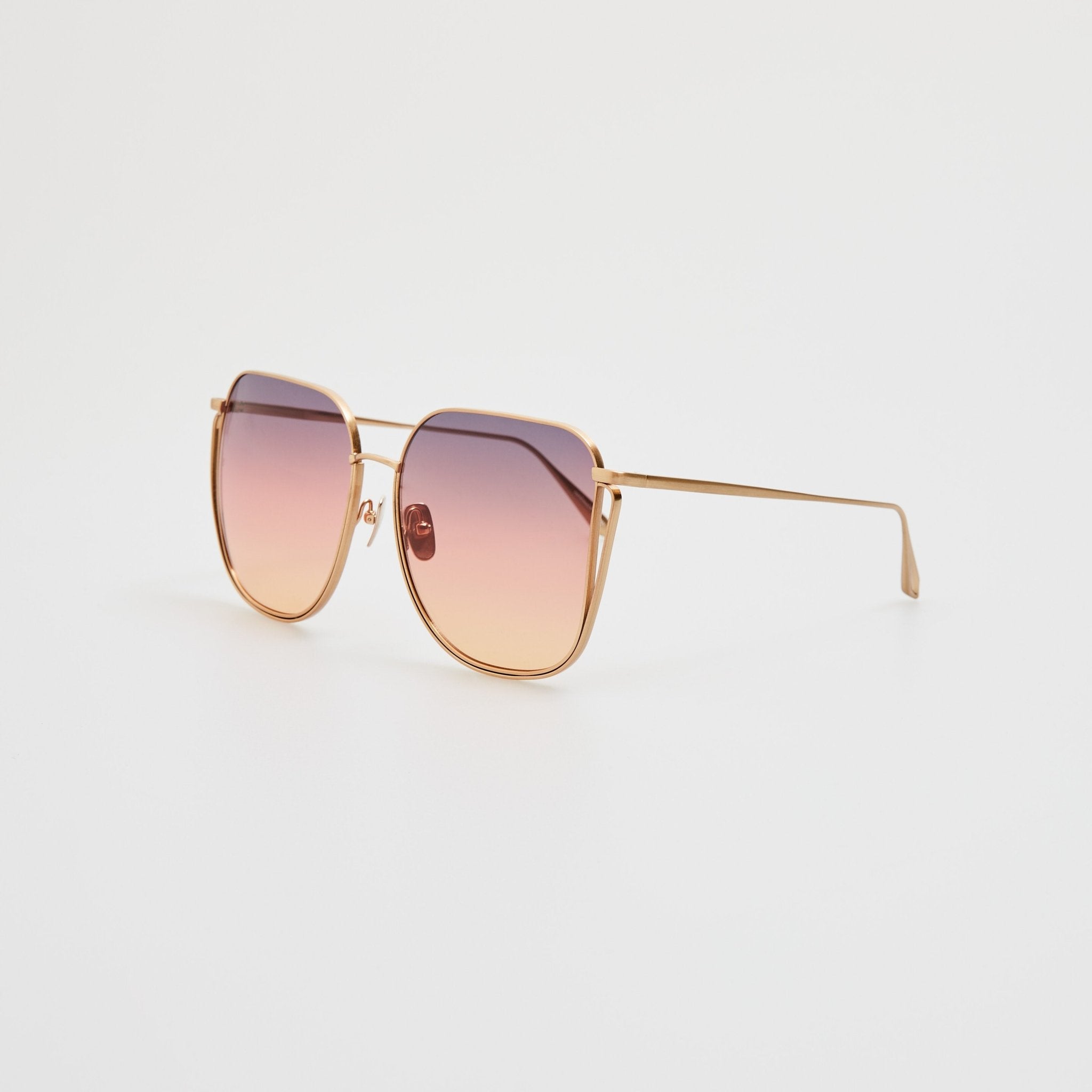 Camry Sunglasses in Matt Champagne and Sunset Gradient - LINDA FARROW - Sunglasses - 