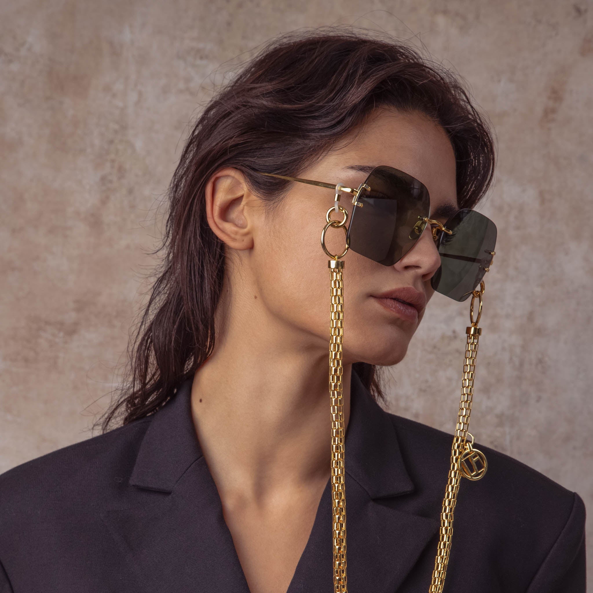 Carina Sunglasses in 22K Gold and Green - LINDA FARROW - Sunglasses - 