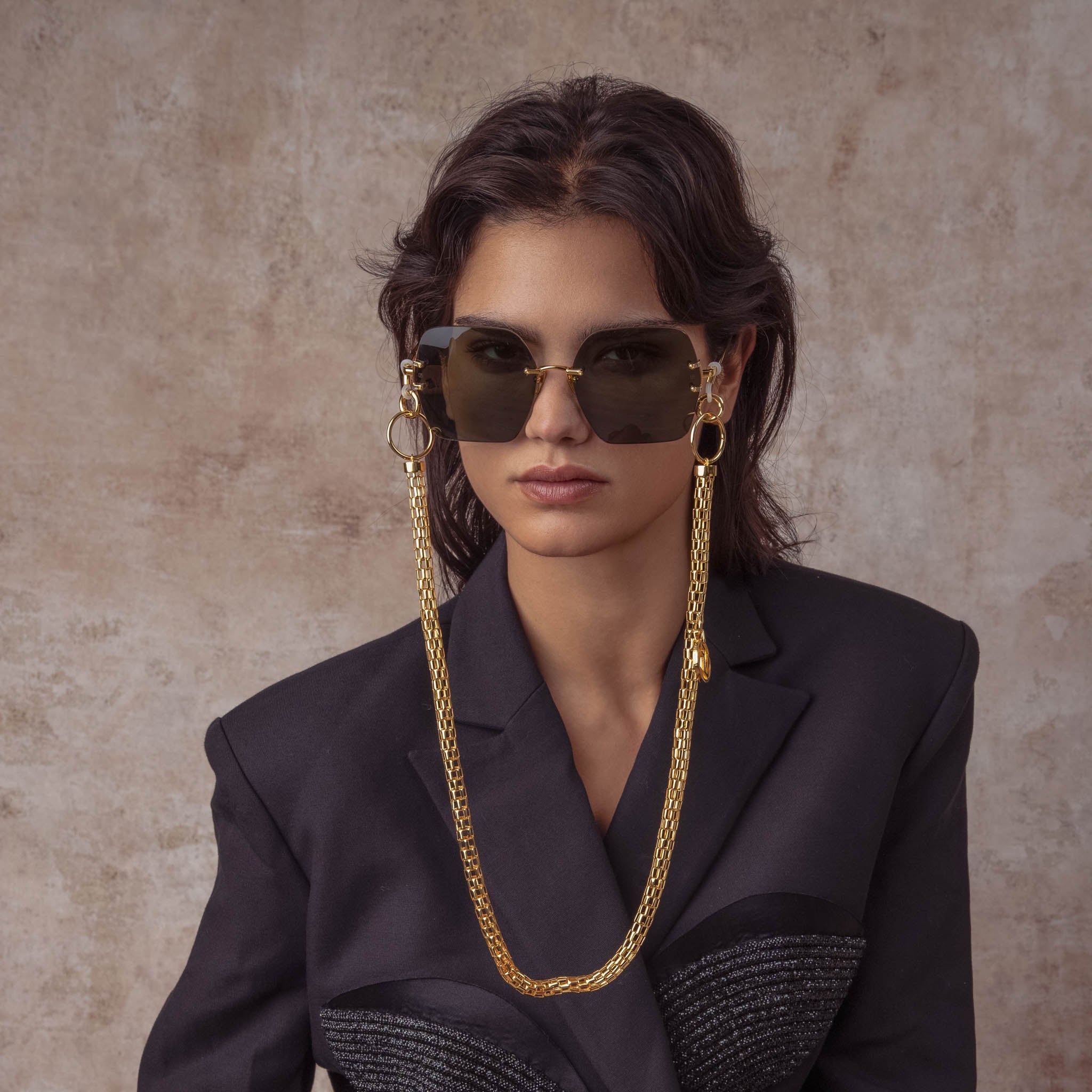Carina Sunglasses in 22K Gold and Green - LINDA FARROW - Sunglasses - 