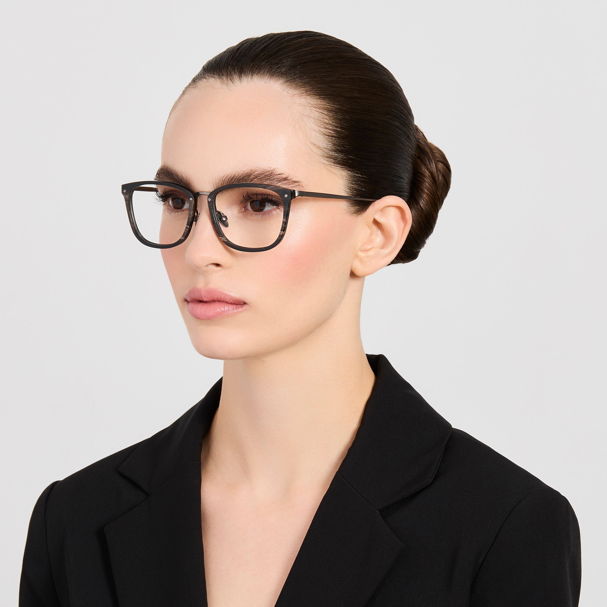 Cassin Optical Frame in Buffalo Horn and 925 Sterling Silver - LINDA FARROW-Optical Frame-
