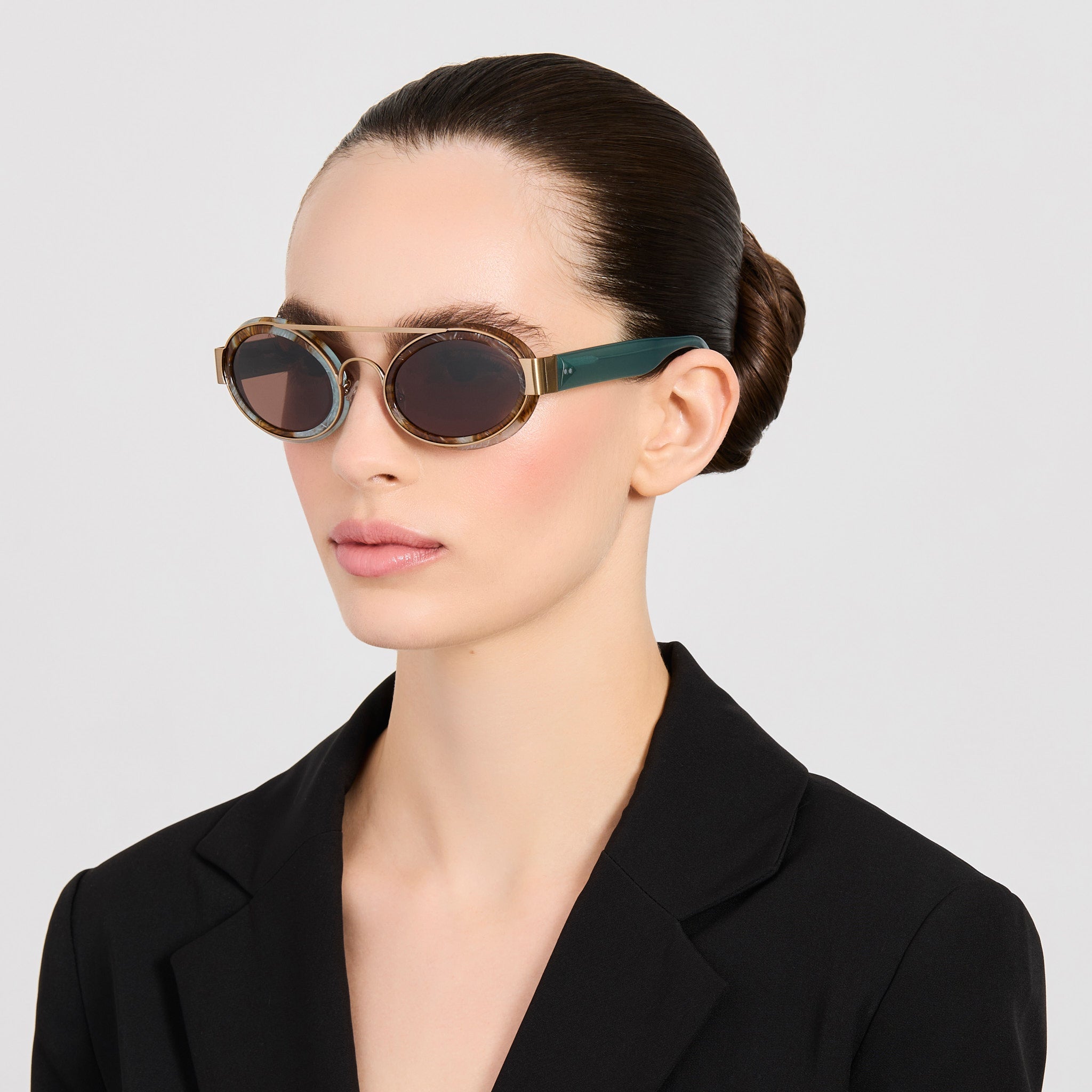 Cat Eye Sunglasses in Marble - LINDA FARROW-Sunglasses-