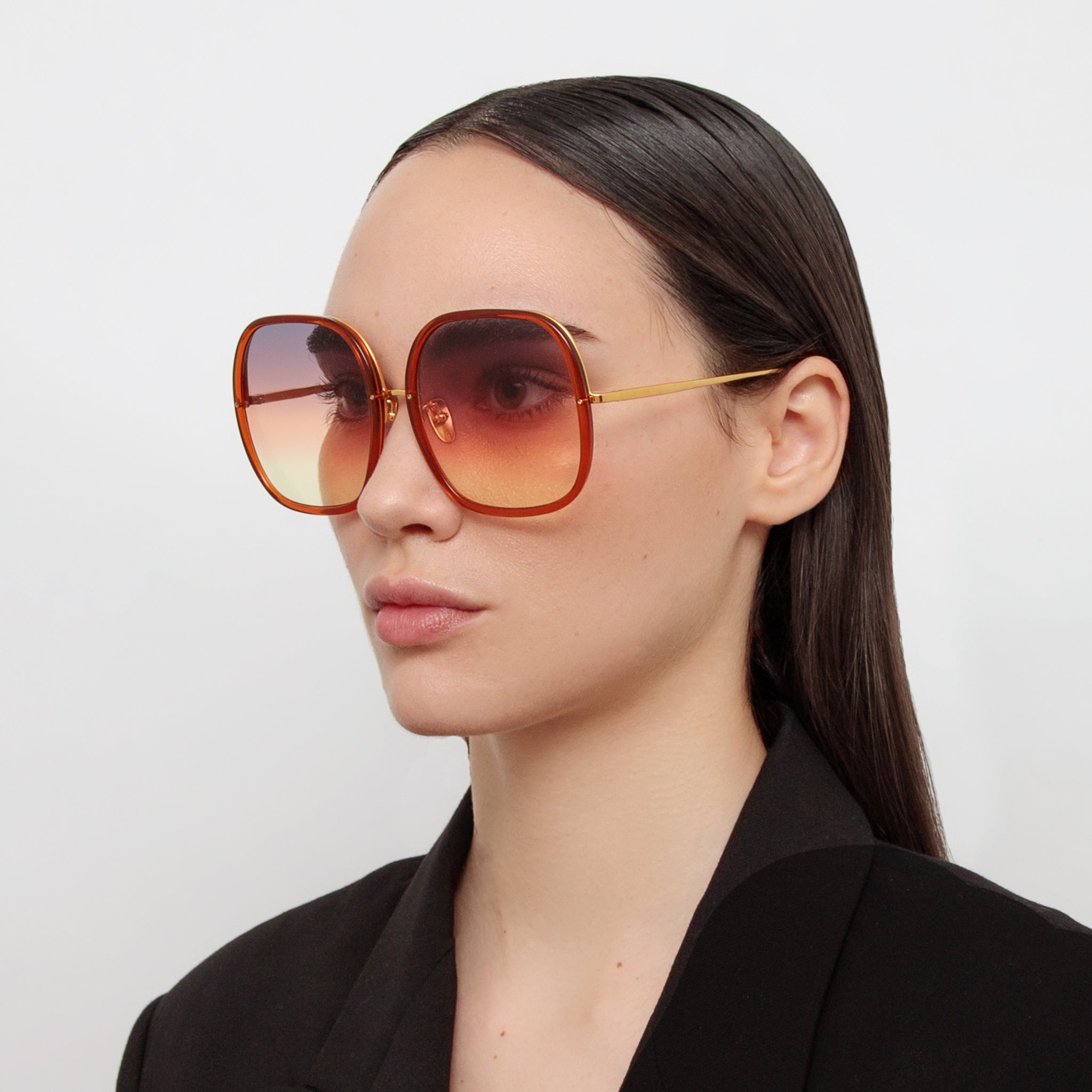 Celia Sunglasses in 22K Gold and Sunset Gradient - LINDA FARROW - Sunglasses - 