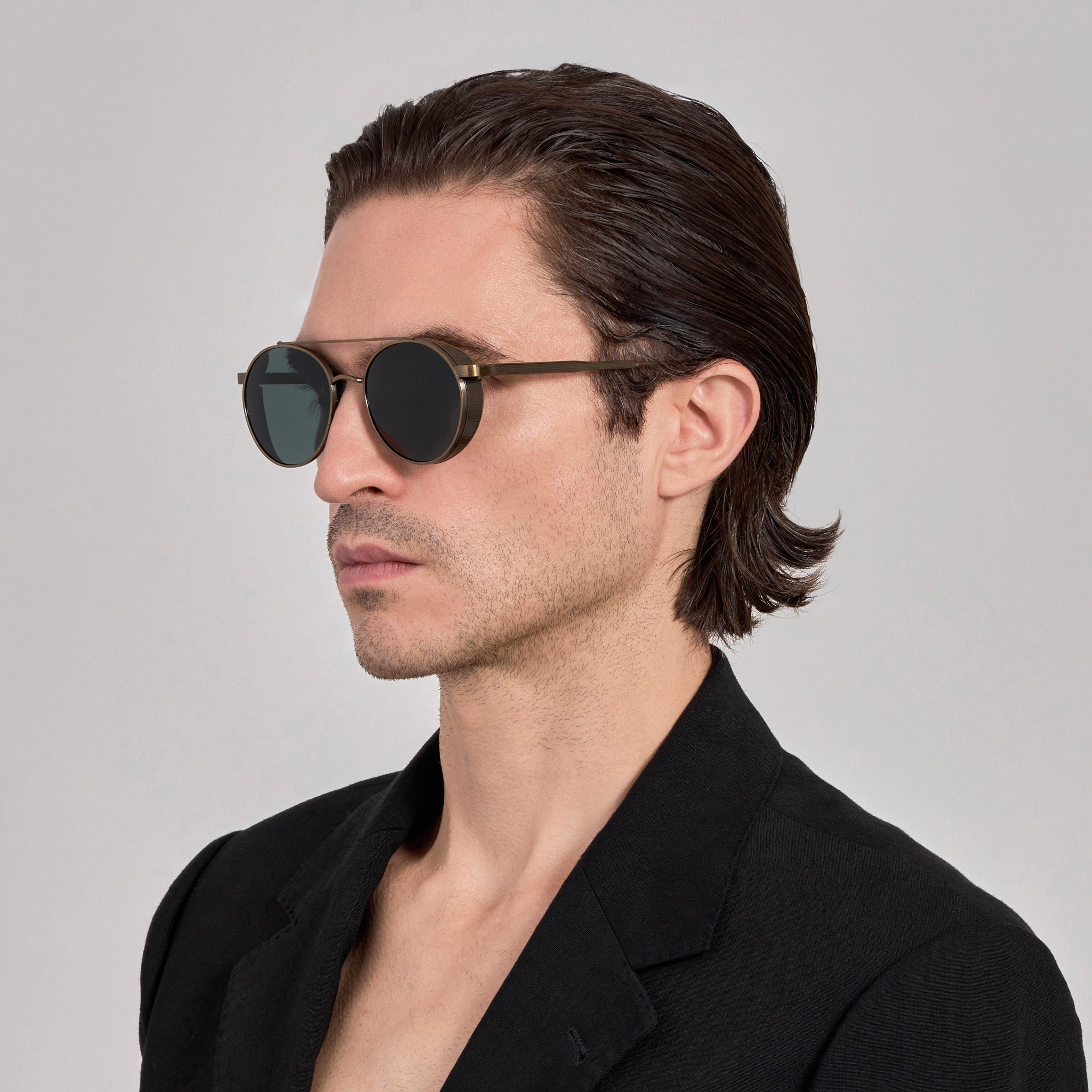 Conor Sunglasses in Antique Gold and Green - LINDA FARROW-Sunglasses-