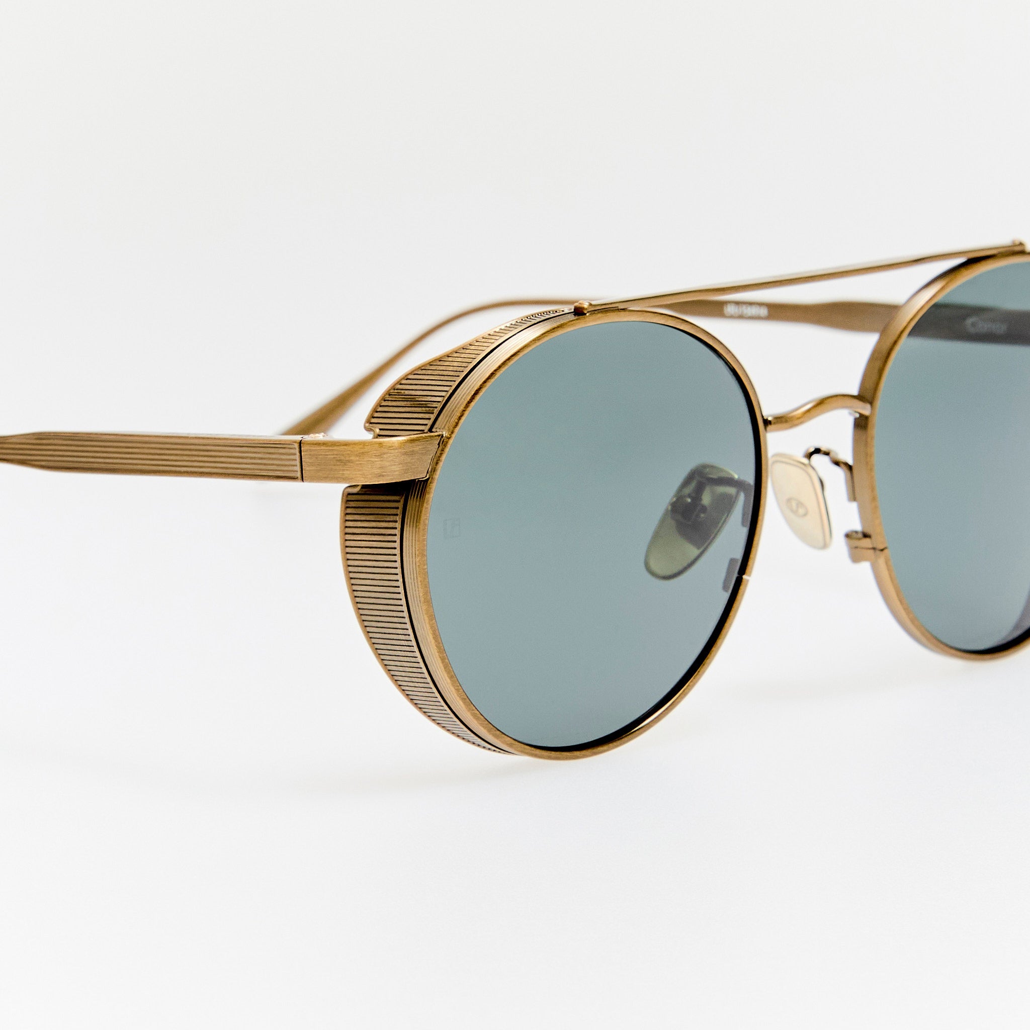 Conor Sunglasses in Antique Gold and Green - LINDA FARROW-Sunglasses-