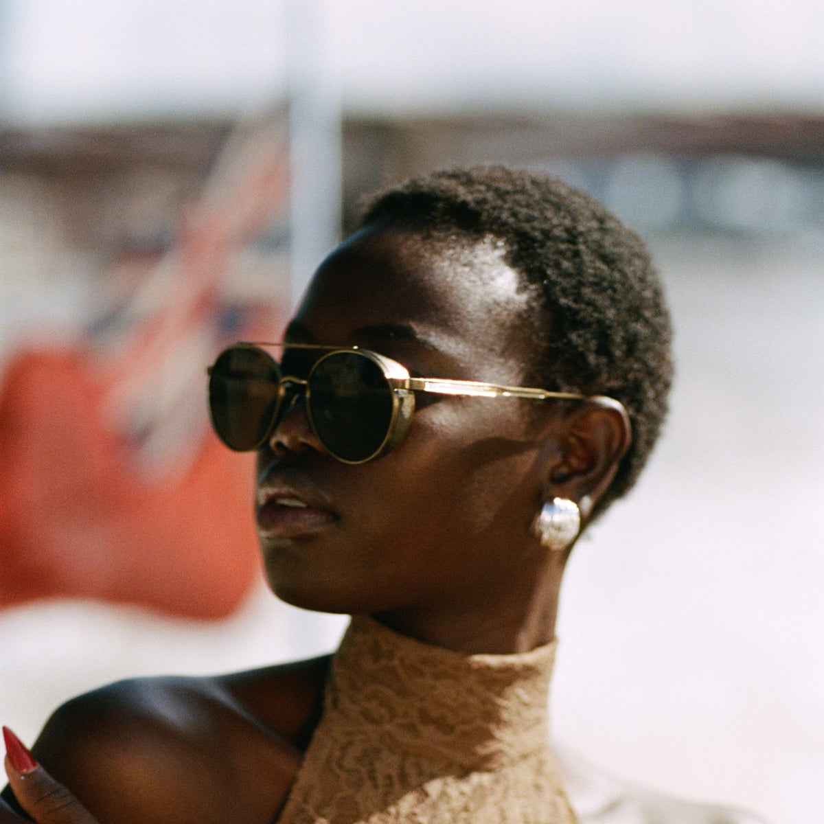 Conor Sunglasses in Antique Gold and Green - LINDA FARROW-Sunglasses-
