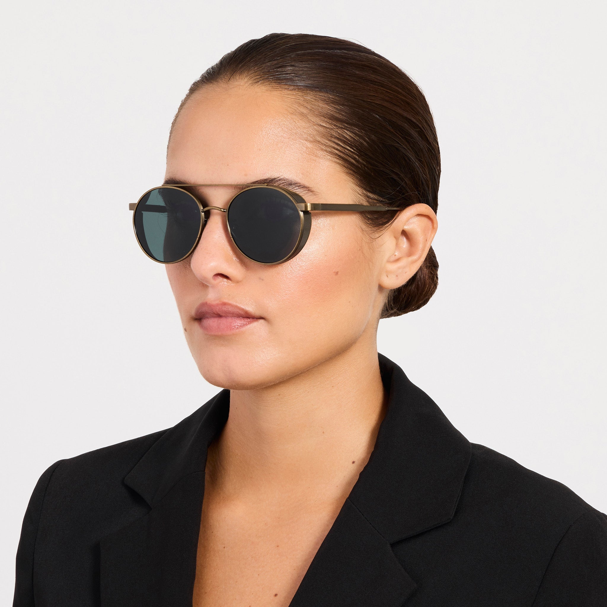 Conor Sunglasses in Antique Gold and Green - LINDA FARROW-Sunglasses-