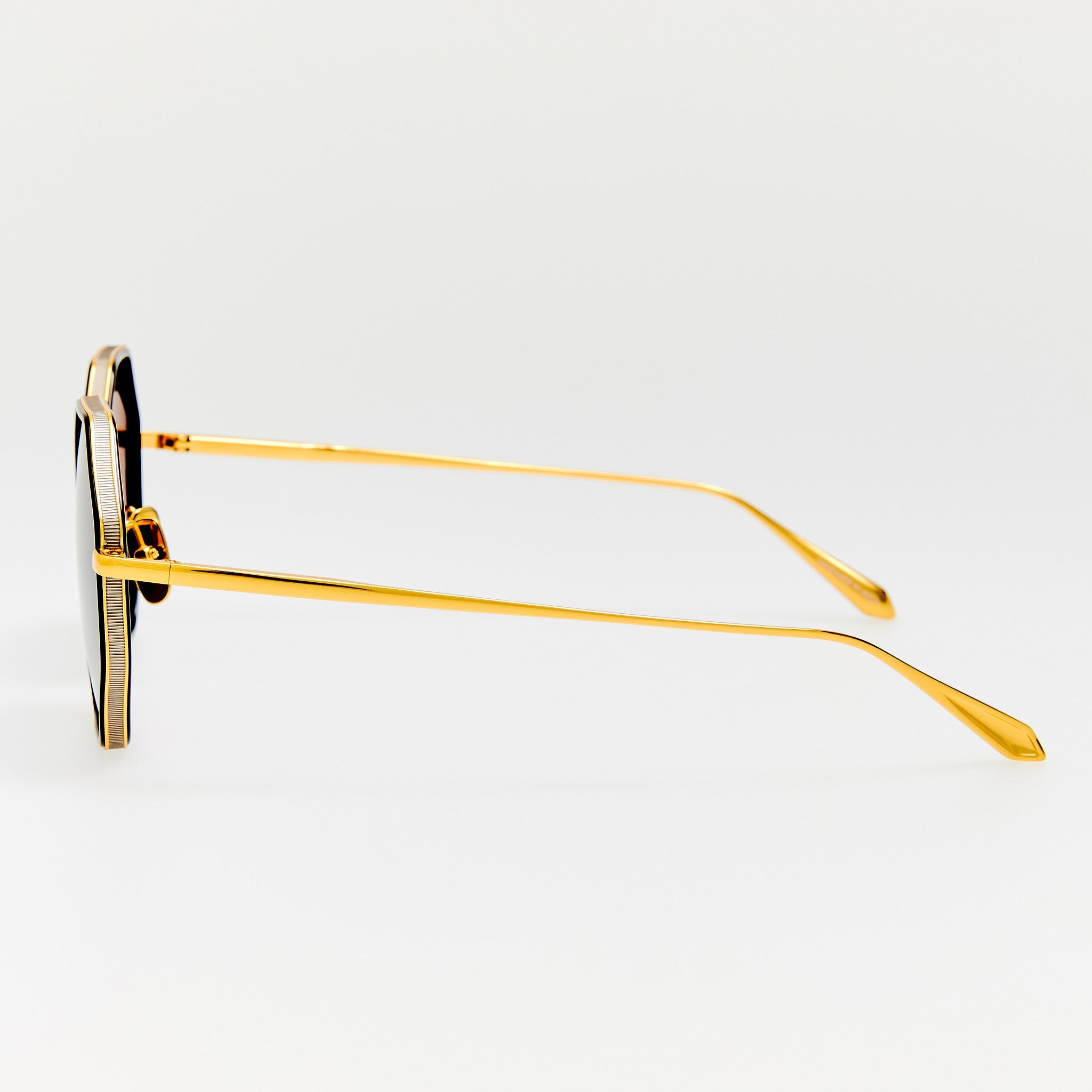 Coraline Sunglasses in 22K Gold and Grey - LINDA FARROW - Sunglasses - 