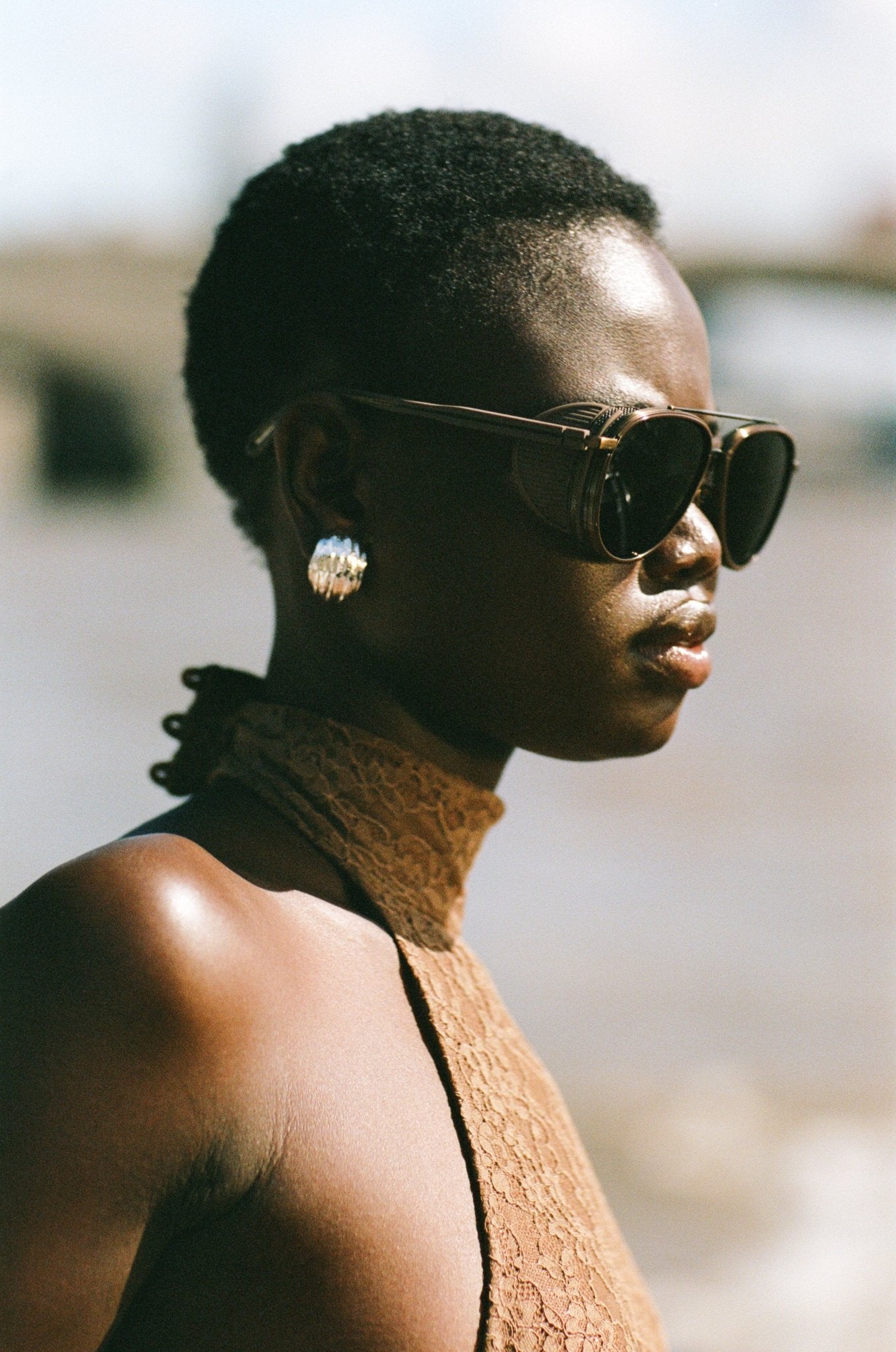 Cortes Explorer Sunglasses in Antique Gold and Green - LINDA FARROW-Sunglasses-