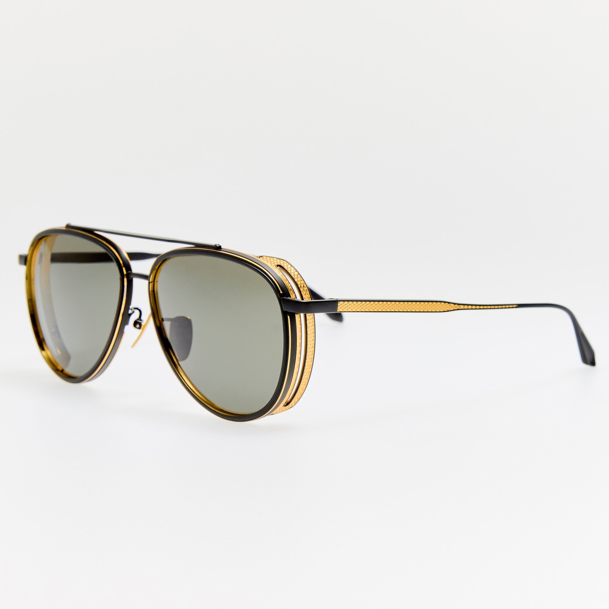 Cortes Sunglasses in Matt Nickel and 22K Gold - LINDA FARROW - Sunglasses - 