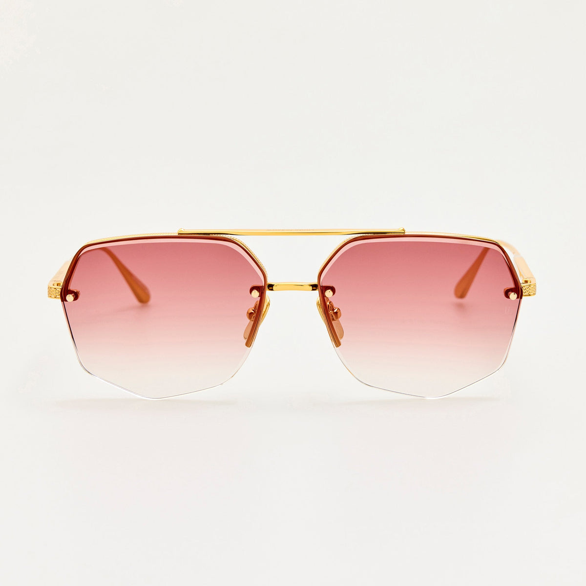 Crosby Sunglasses in 22K Gold and Red - LINDA FARROW-Sunglasses-