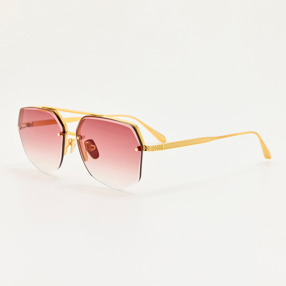 Crosby Sunglasses in 22K Gold and Red - LINDA FARROW-Sunglasses-