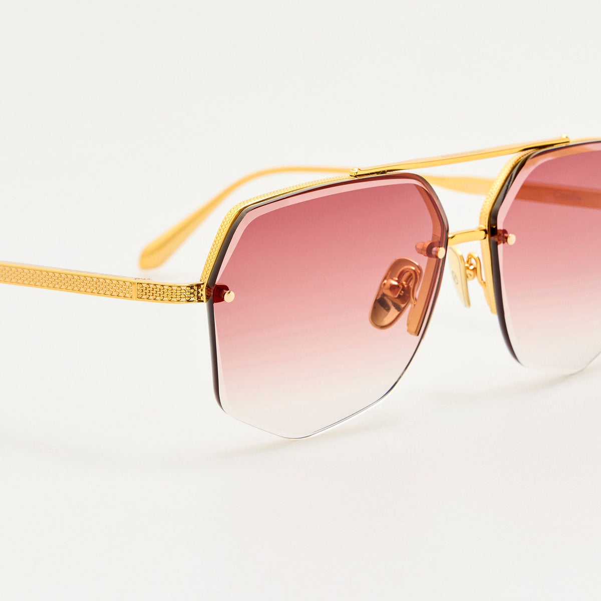 Crosby Sunglasses in 22K Gold and Red - LINDA FARROW-Sunglasses-