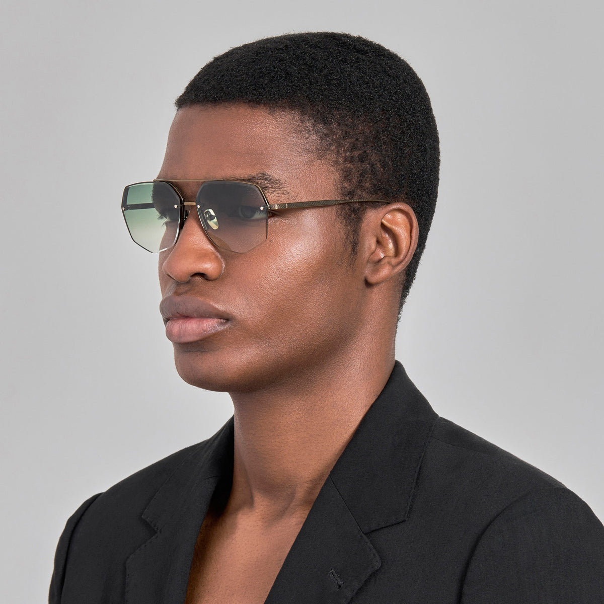 Crosby Sunglasses in Antique Gold and Green - LINDA FARROW-Sunglasses-