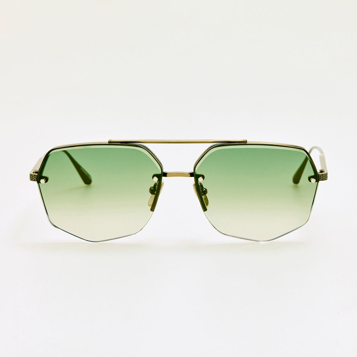 Crosby Sunglasses in Antique Gold and Green - LINDA FARROW-Sunglasses-