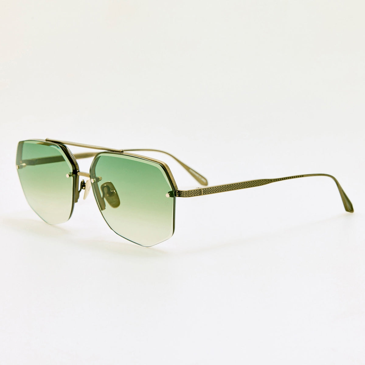 Crosby Sunglasses in Antique Gold and Green - LINDA FARROW-Sunglasses-