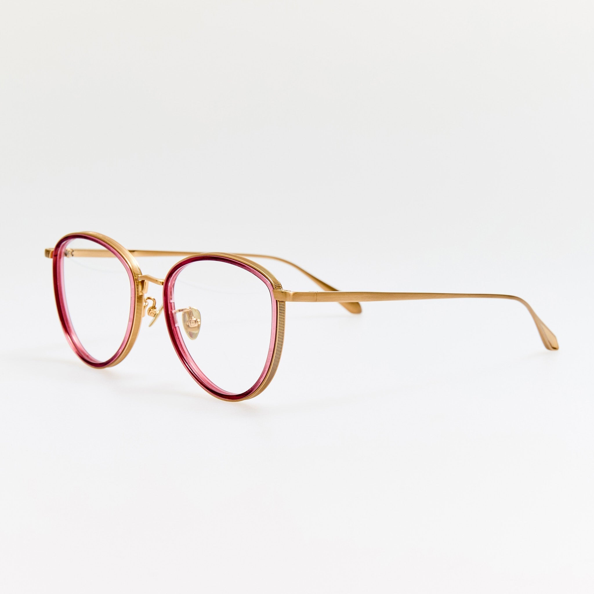 Dahlia Optical in Matt Champagne and Wine - LINDA FARROW - Optical Frame - 