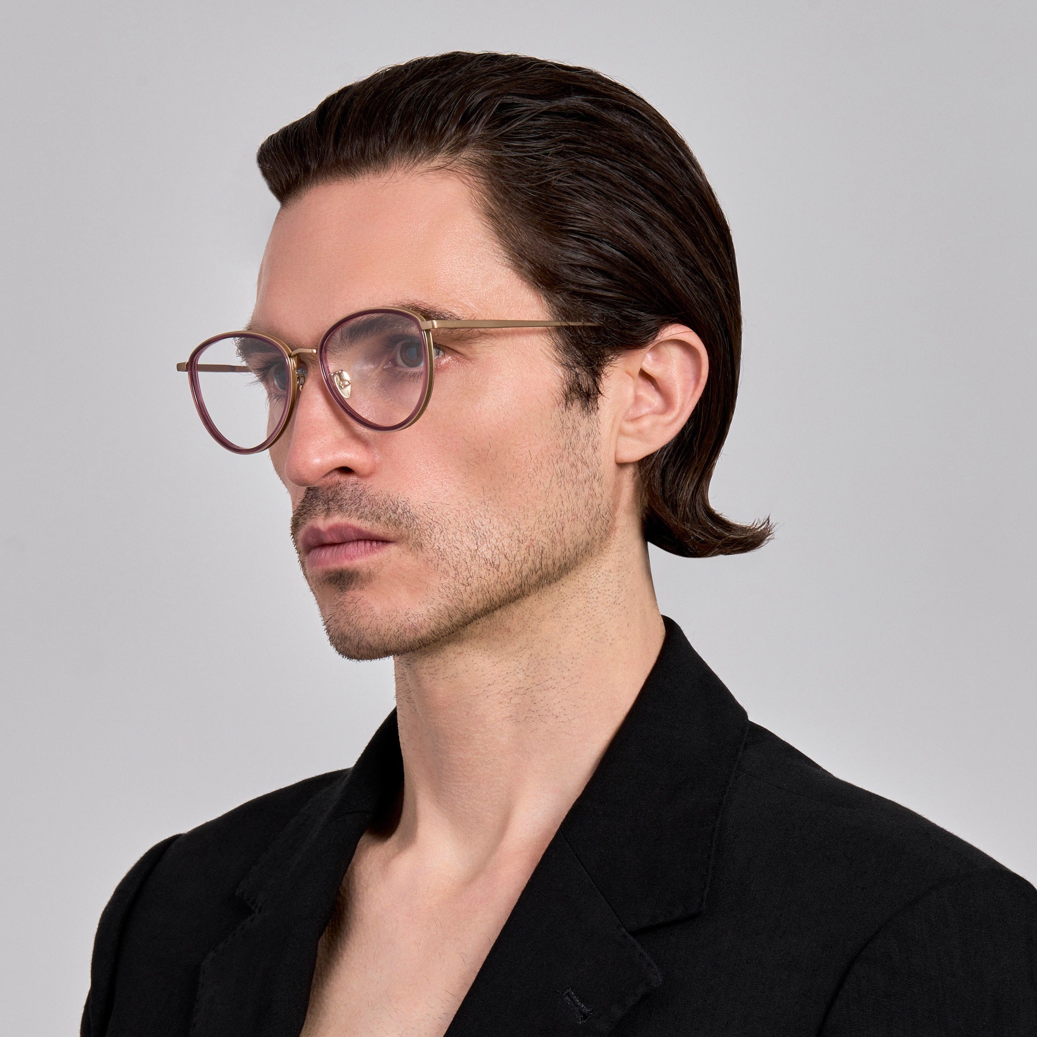 Dahlia Optical in Matt Champagne and Wine - LINDA FARROW - Optical Frame - 