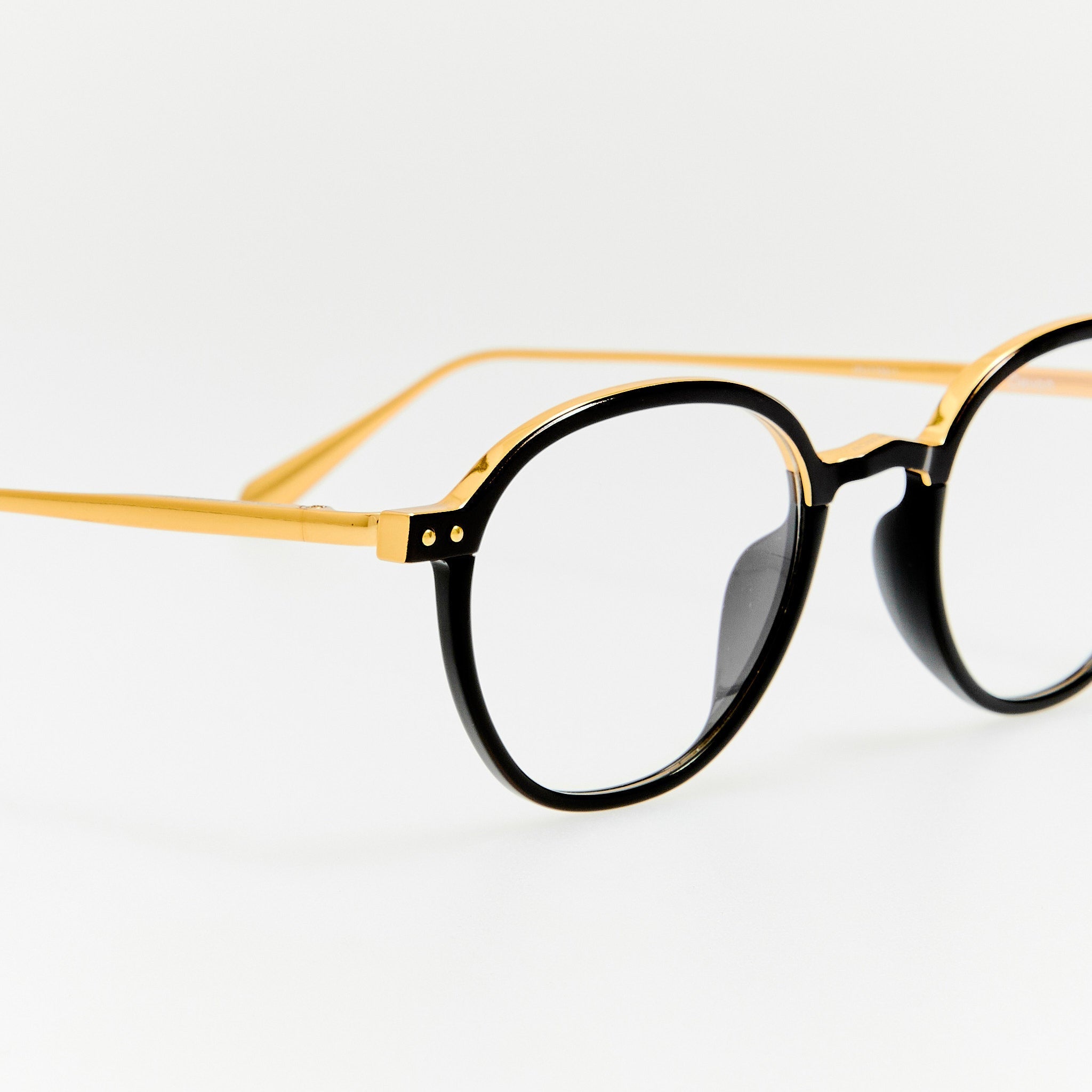 Devon Optical in 22K Gold and Black - LINDA FARROW - Optical Frame - 