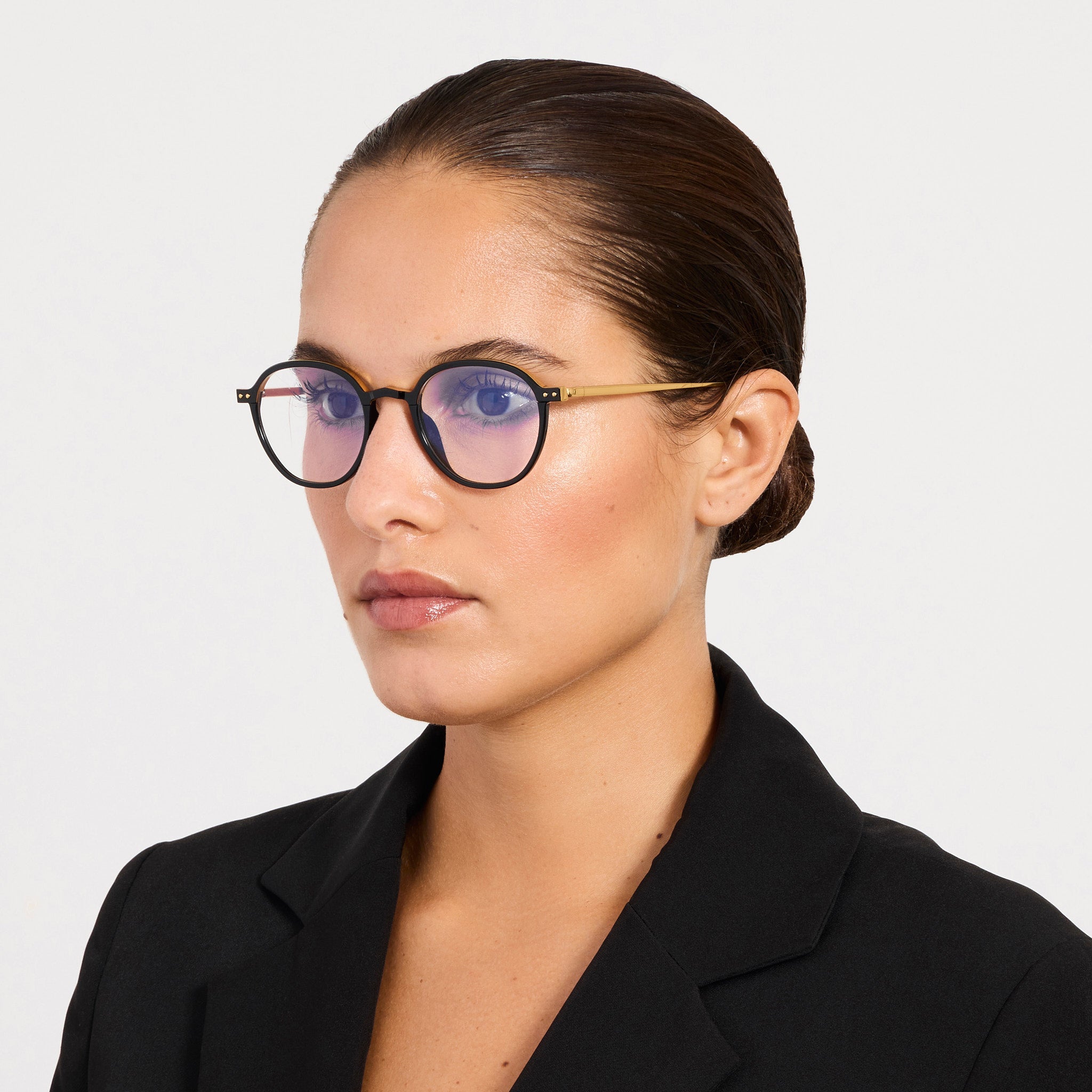 Devon Optical in 22K Gold and Black - LINDA FARROW - Optical Frame - 